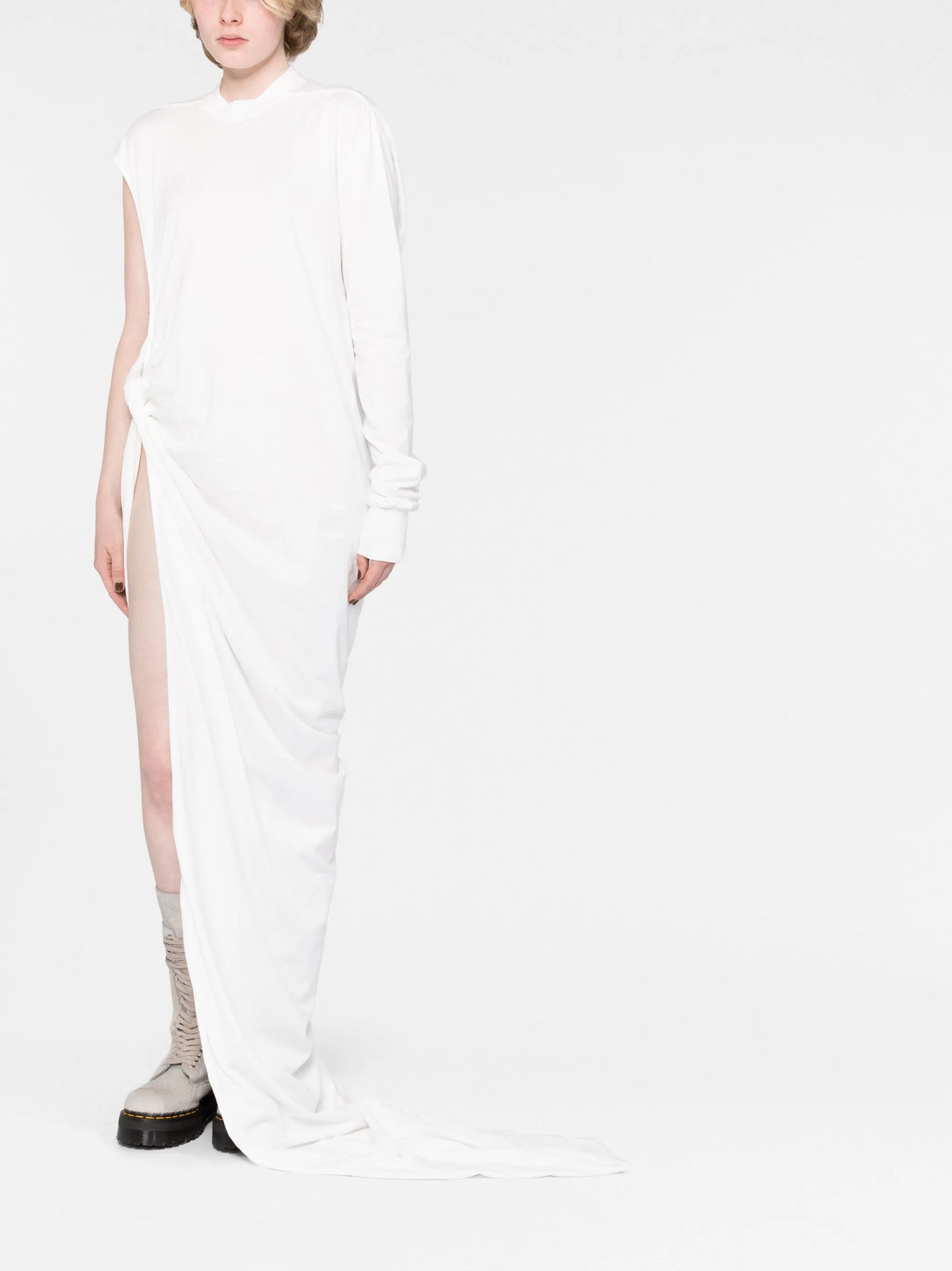 knot-detail single-sleeve dress