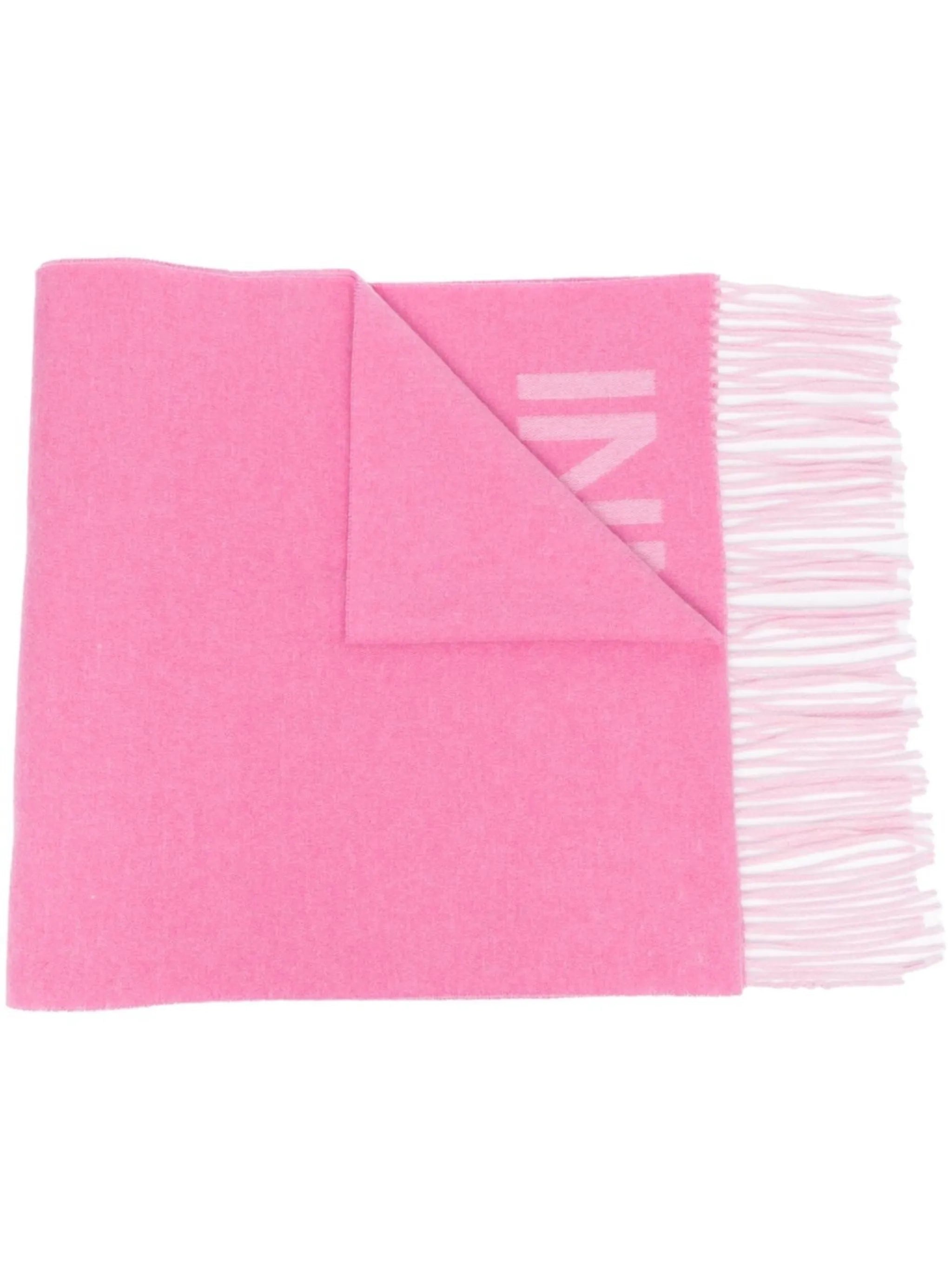 embroidered-logo fringed scarf
