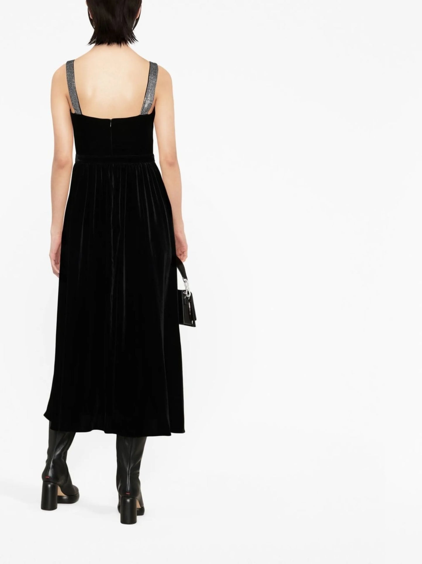 crystal-embellished velvet midi dress