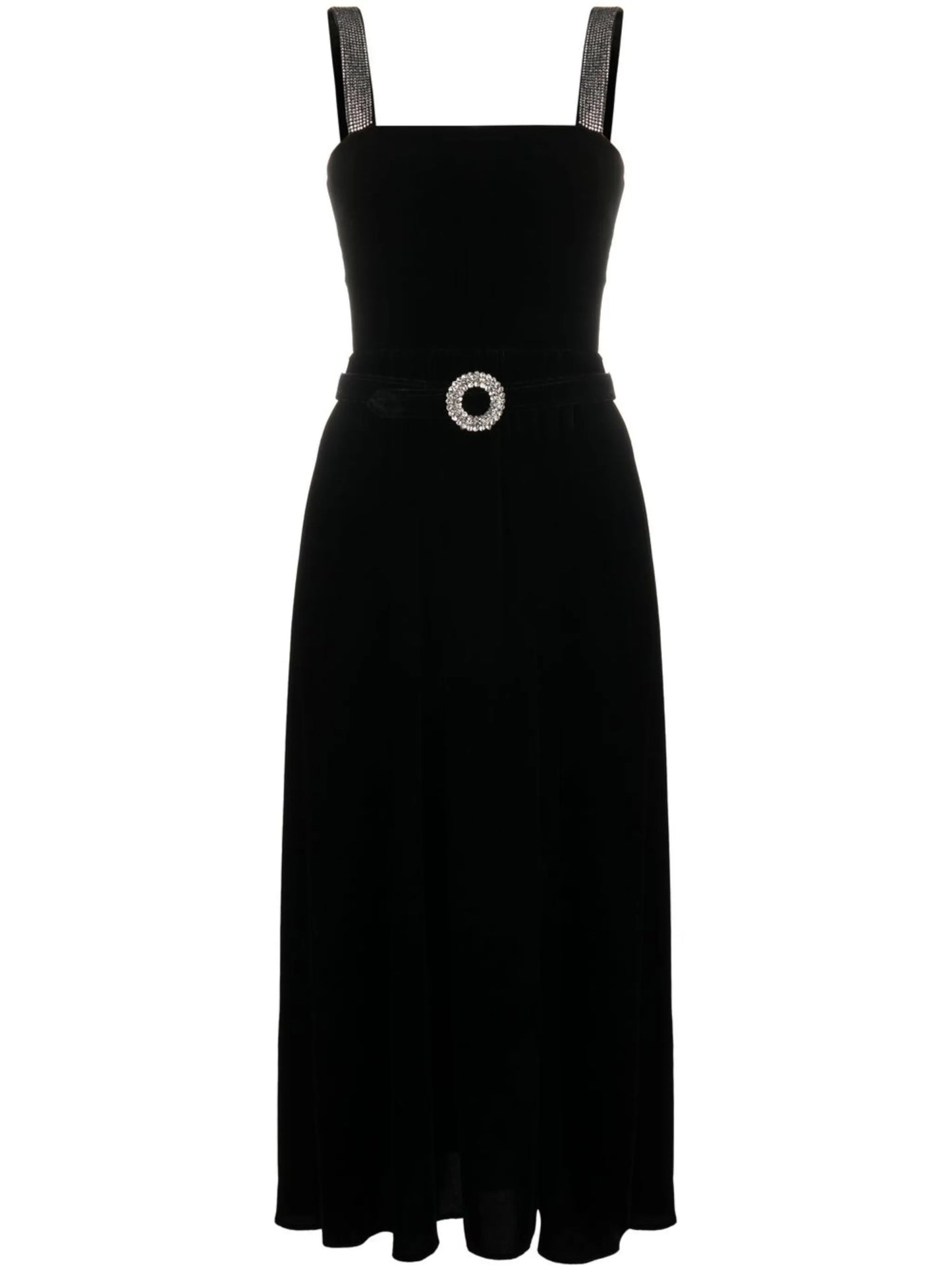 crystal-embellished velvet midi dress