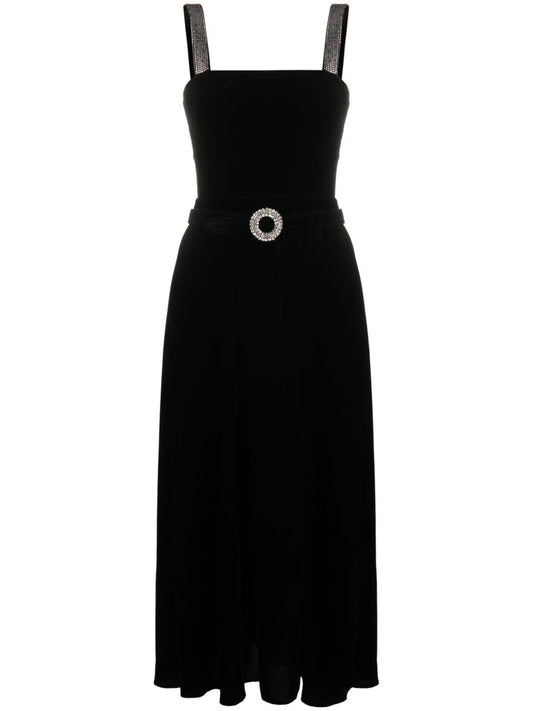 crystal-embellished velvet midi dress