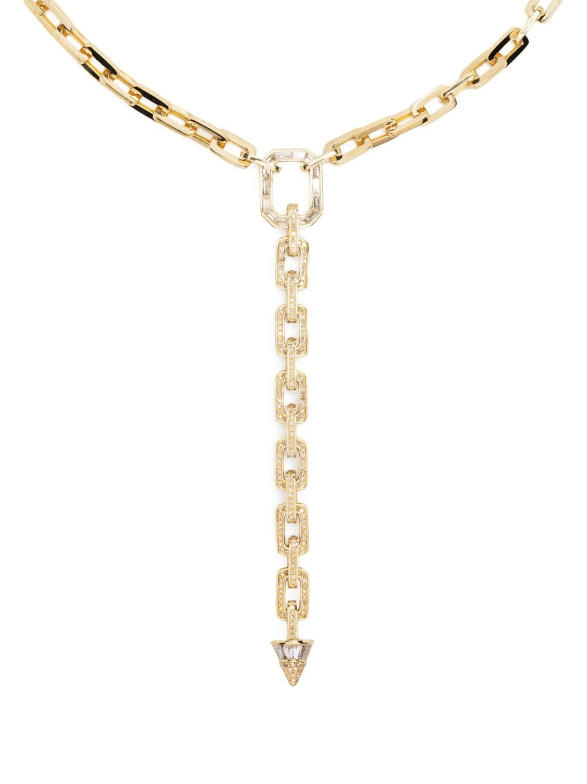 18kt yellow gold Mini Deco diamond lariat necklace