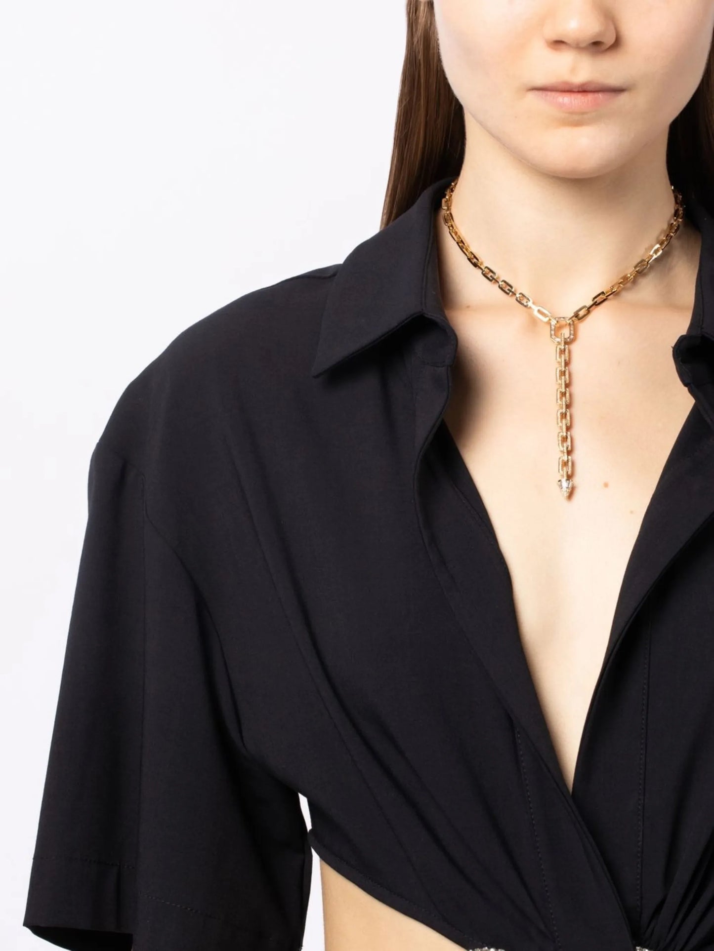 18kt yellow gold Mini Deco diamond lariat necklace