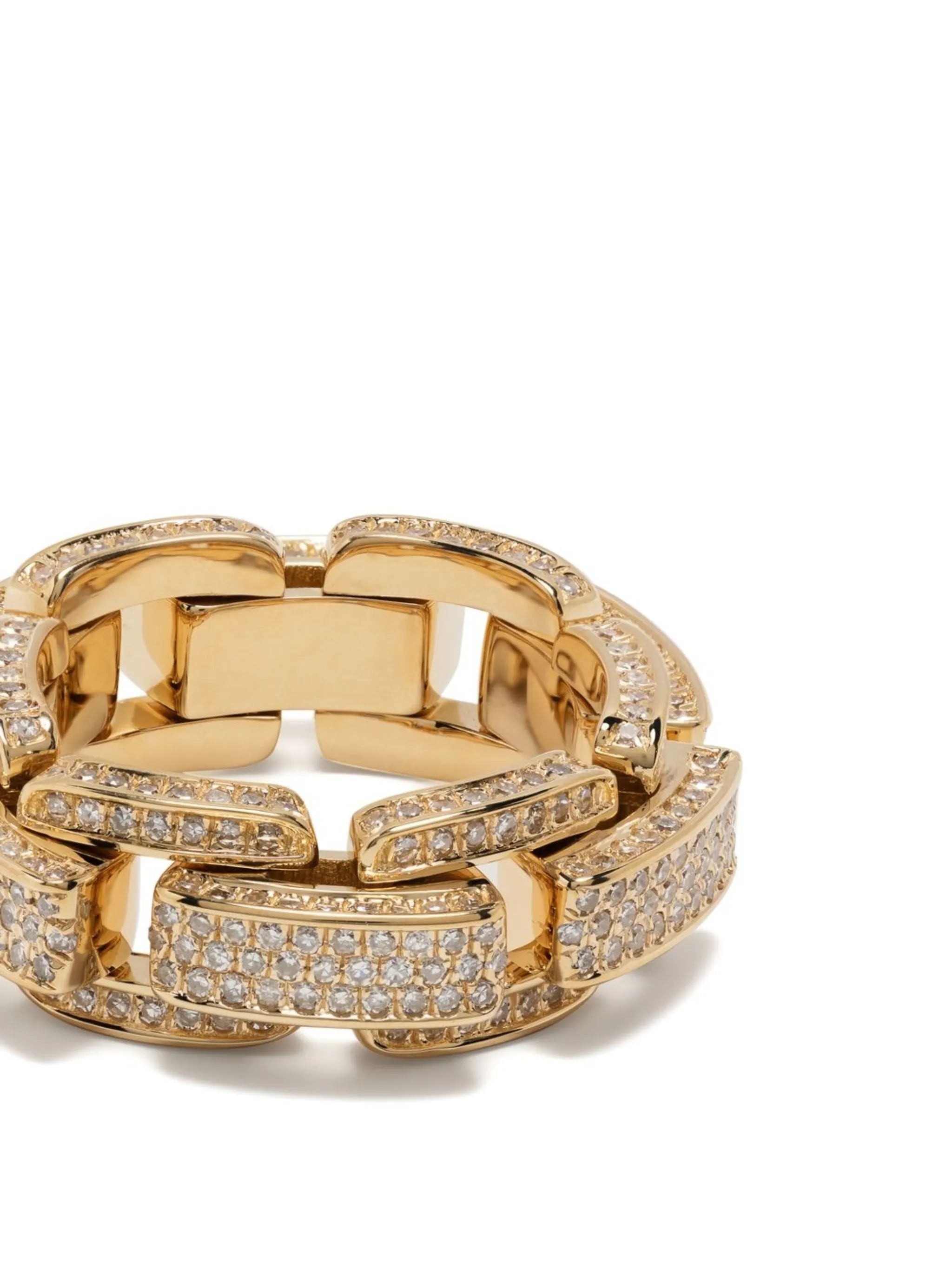 18kt yellow gold Deco Link diamond ring