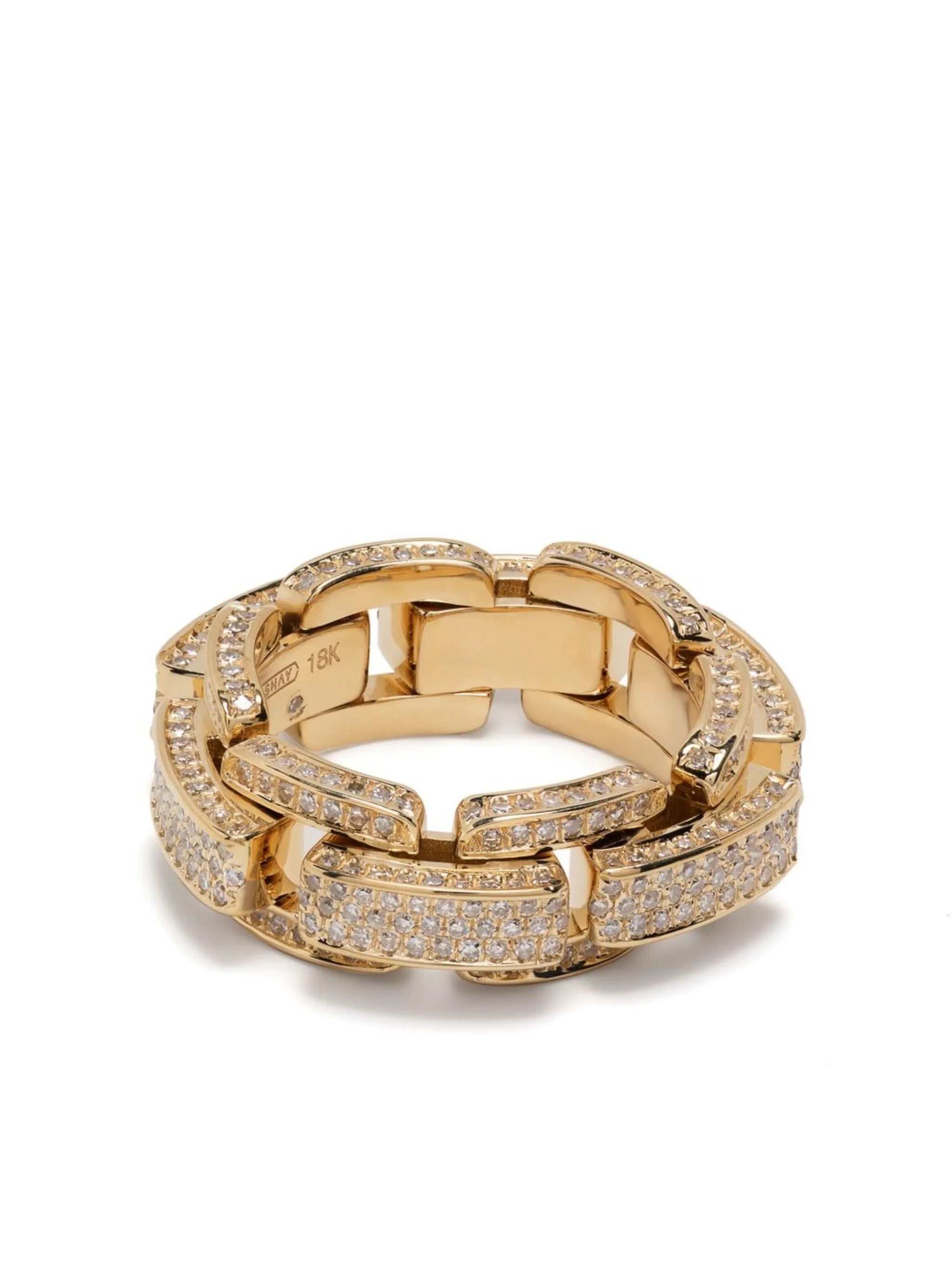 18kt yellow gold Deco Link diamond ring