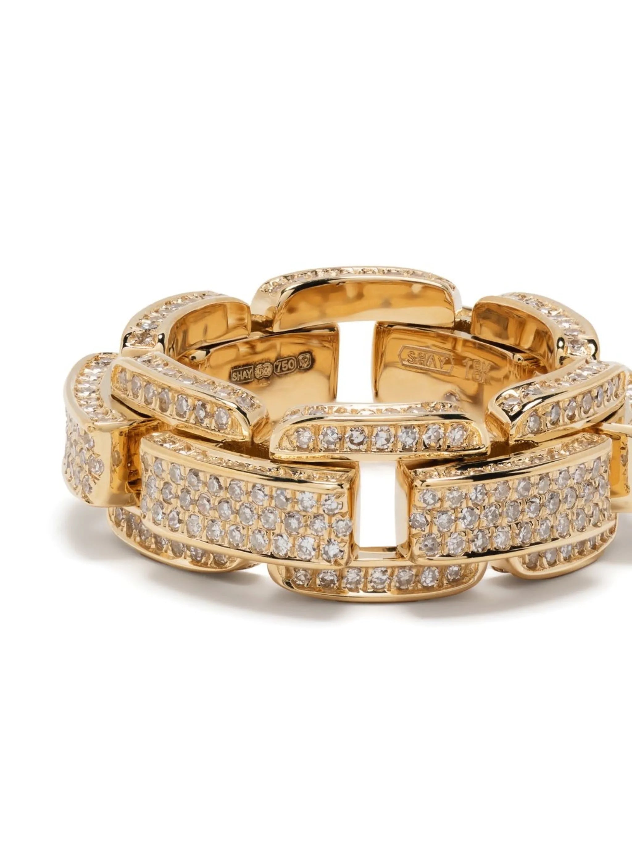 18kt yellow gold Deco Link diamond ring