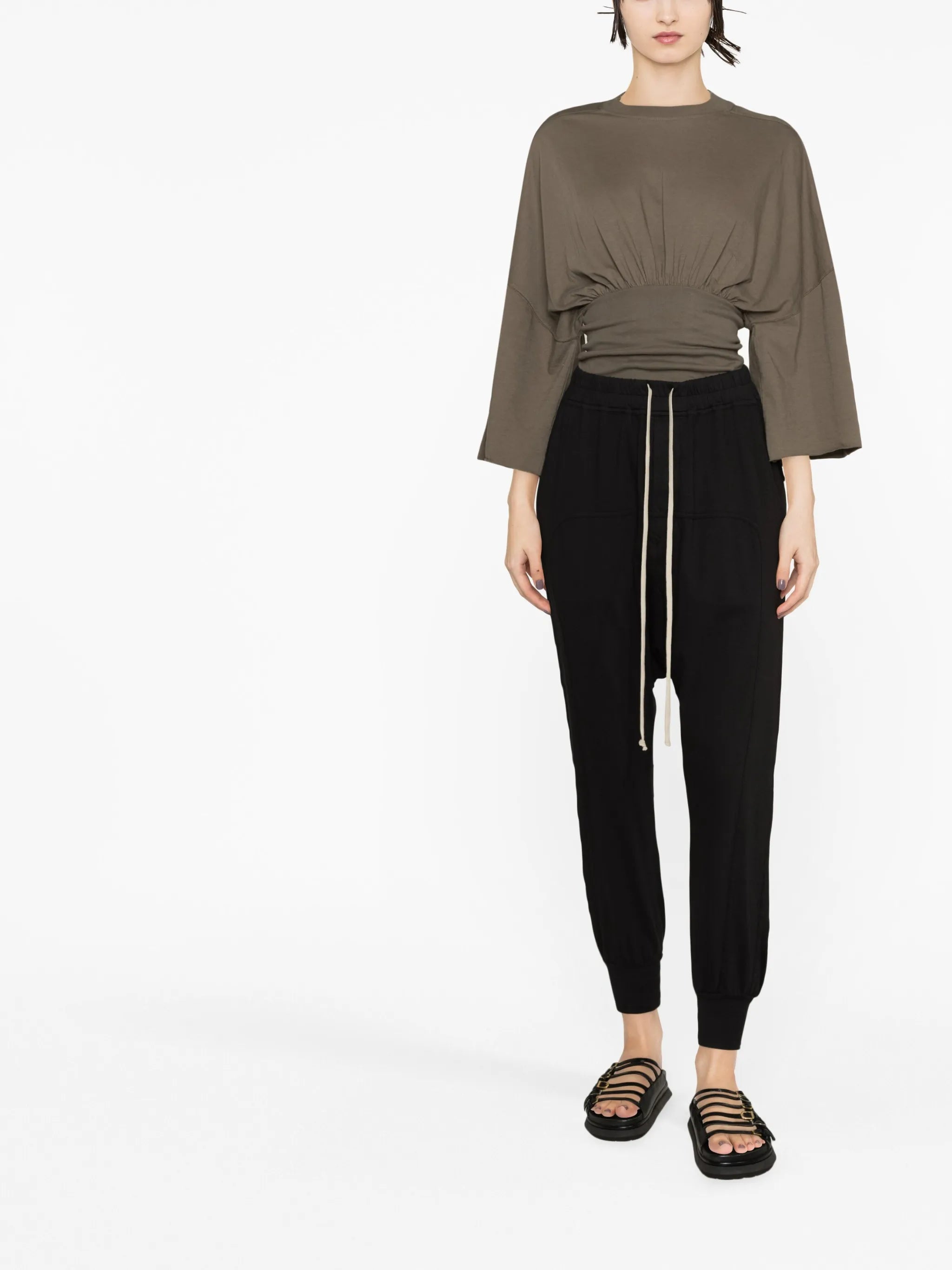 dropped-crotch track pants