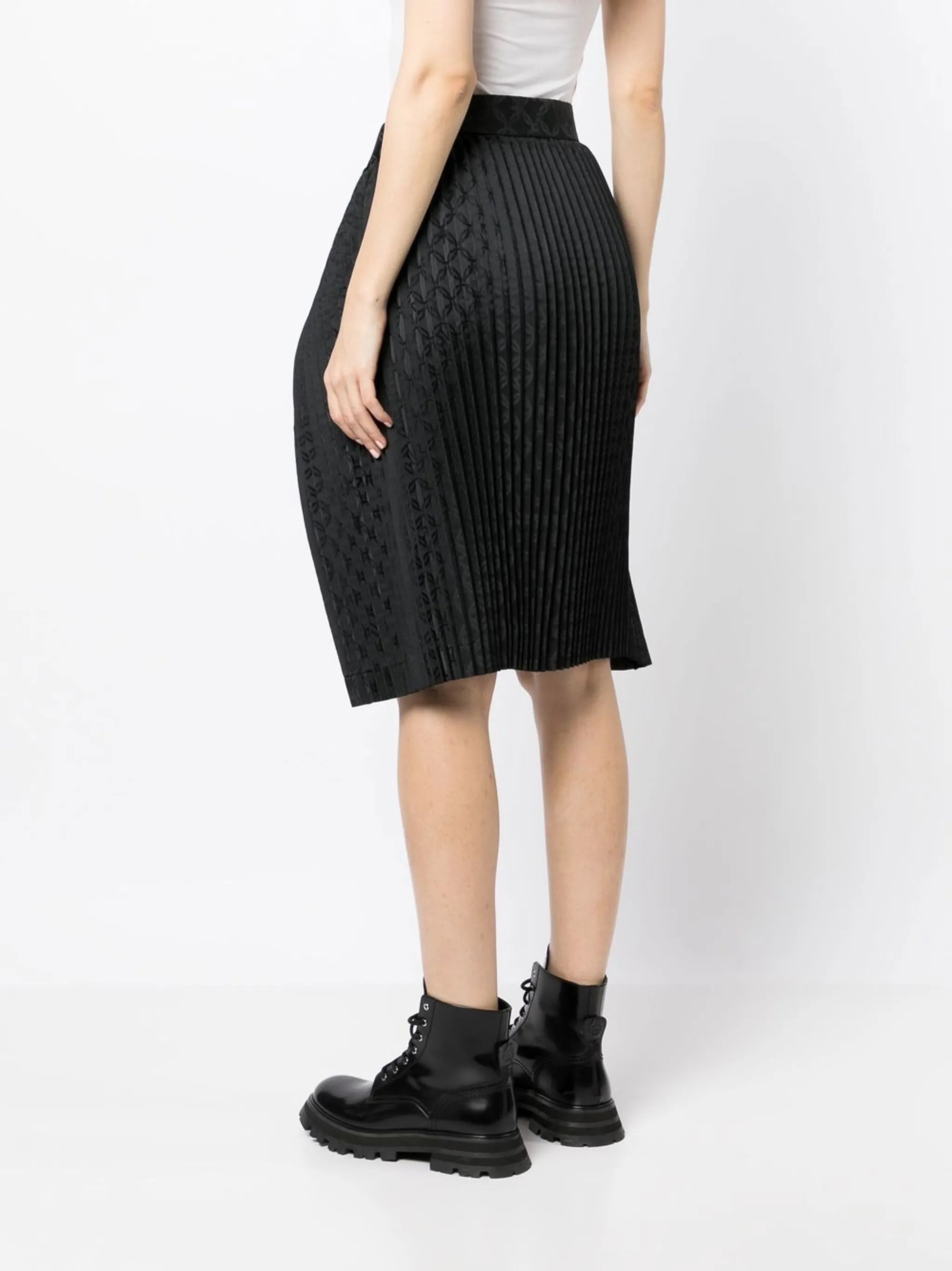 patterned-jacquard pleated skirt