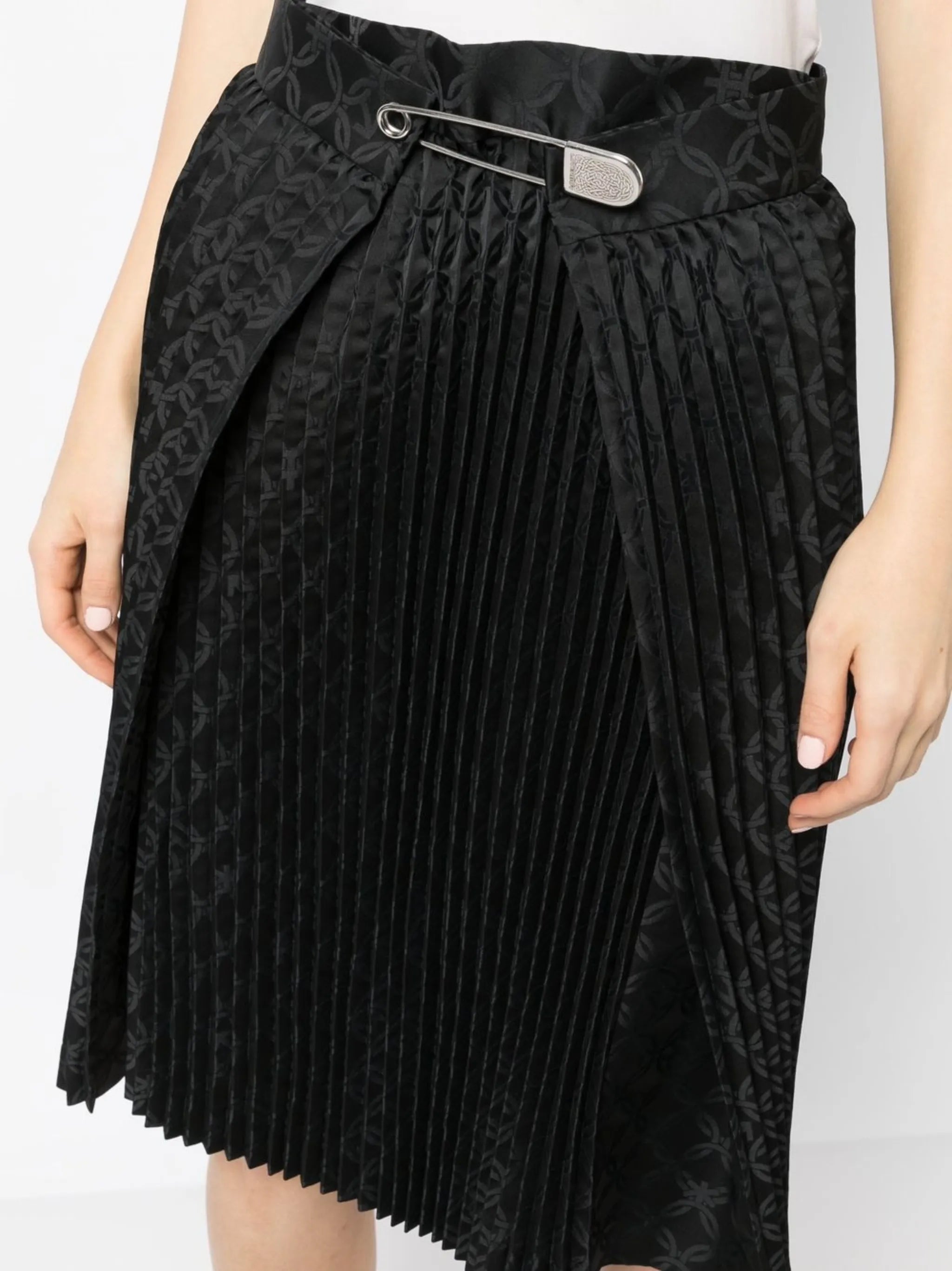 patterned-jacquard pleated skirt