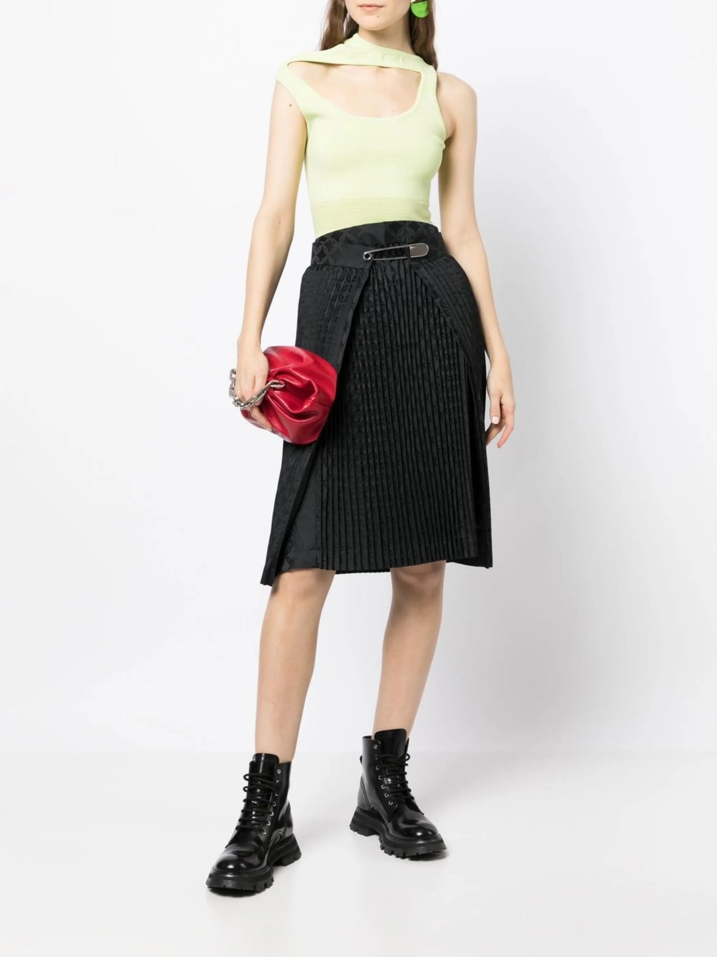 patterned-jacquard pleated skirt