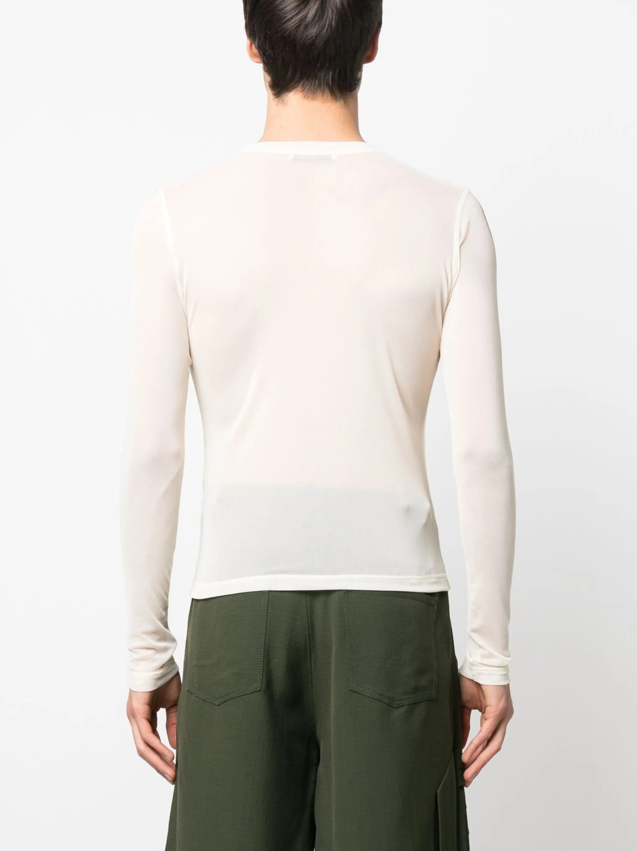illustration-print sheer T-shirt