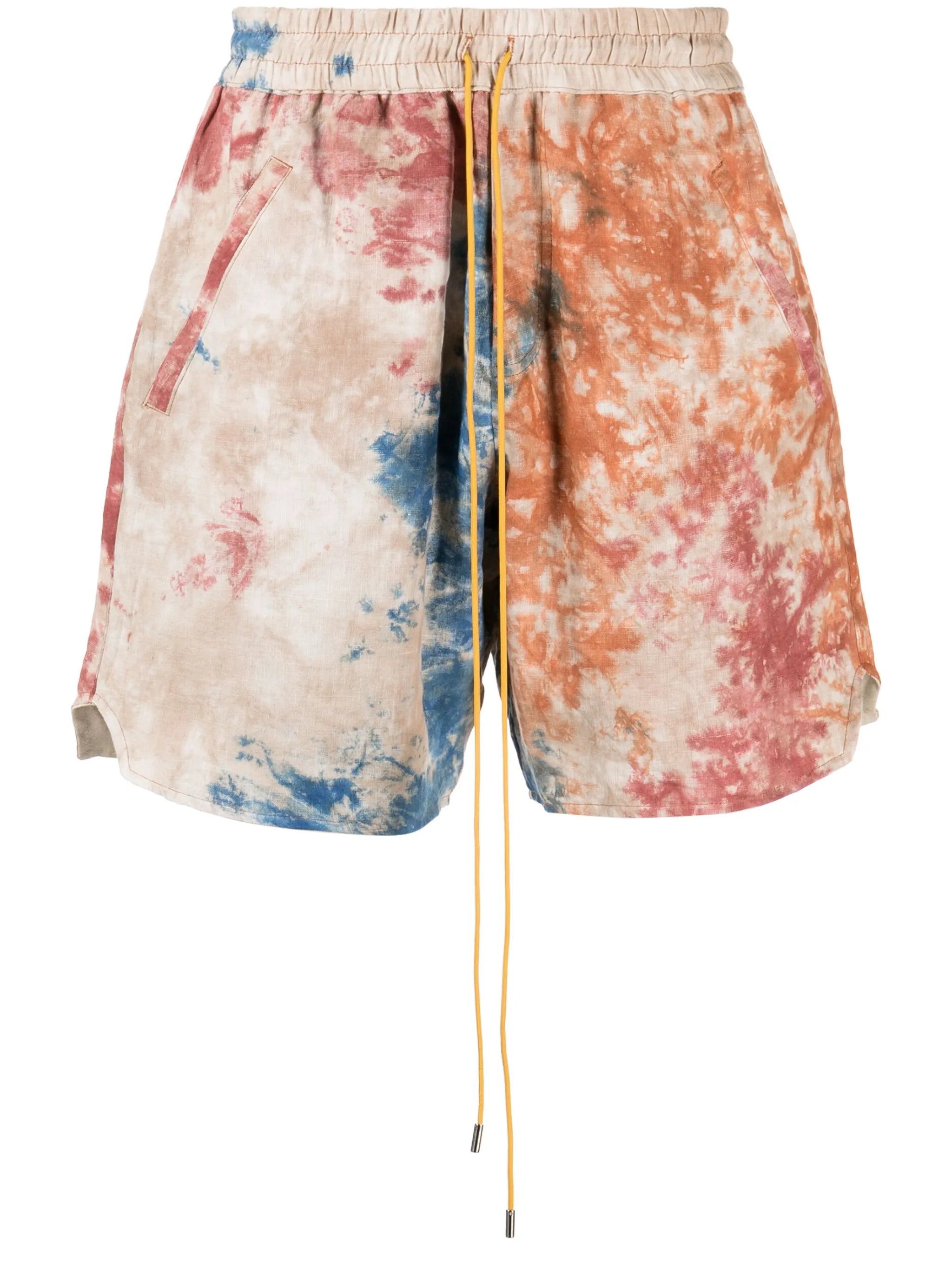 tie-dye linen drawstring shorts