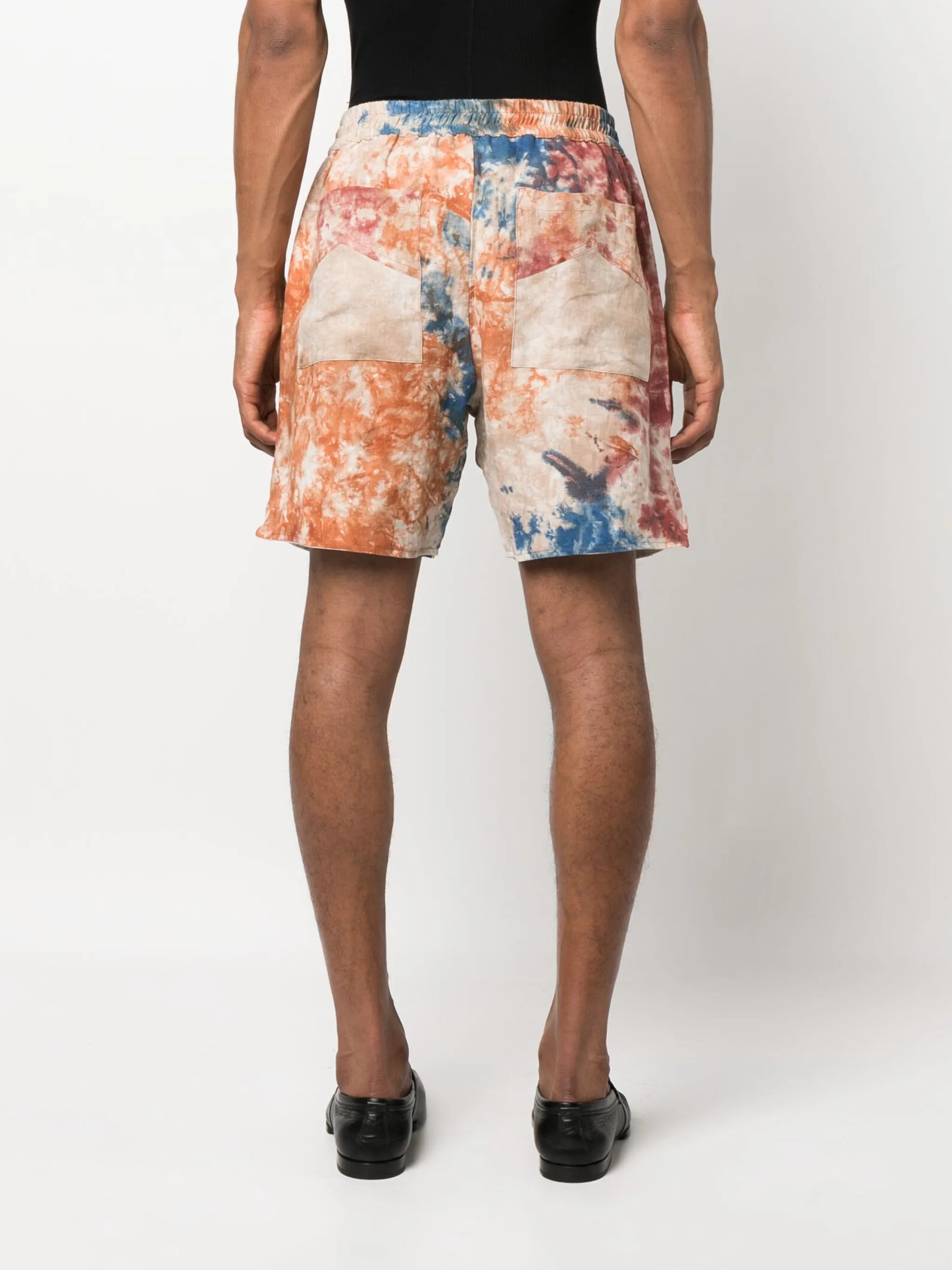 tie-dye linen drawstring shorts