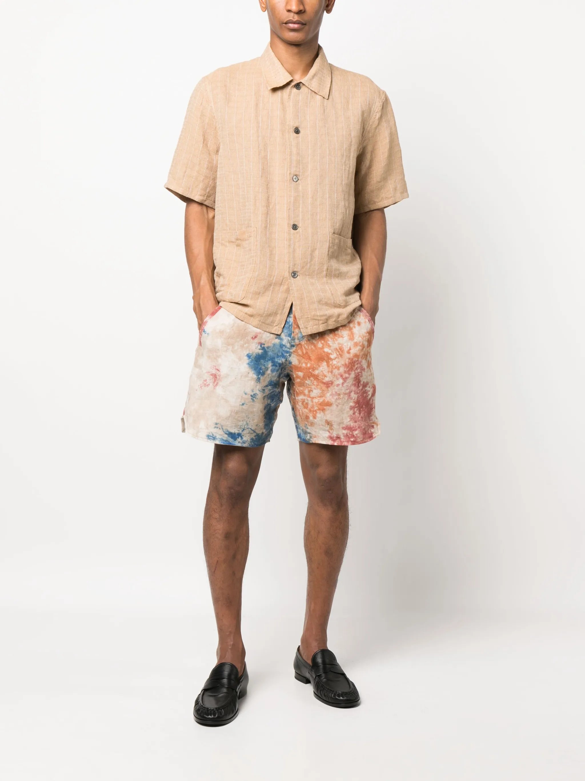 tie-dye linen drawstring shorts