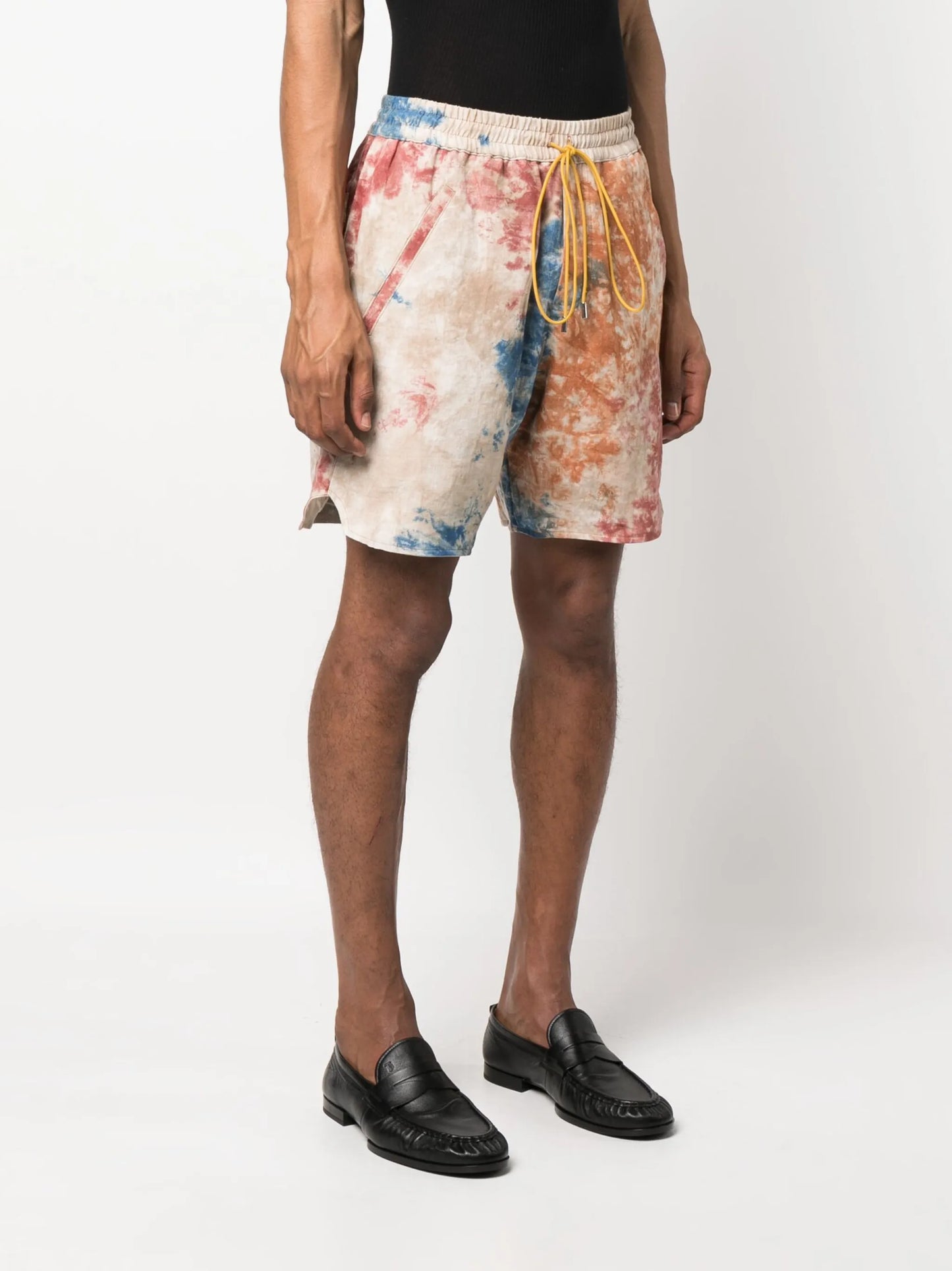 tie-dye linen drawstring shorts