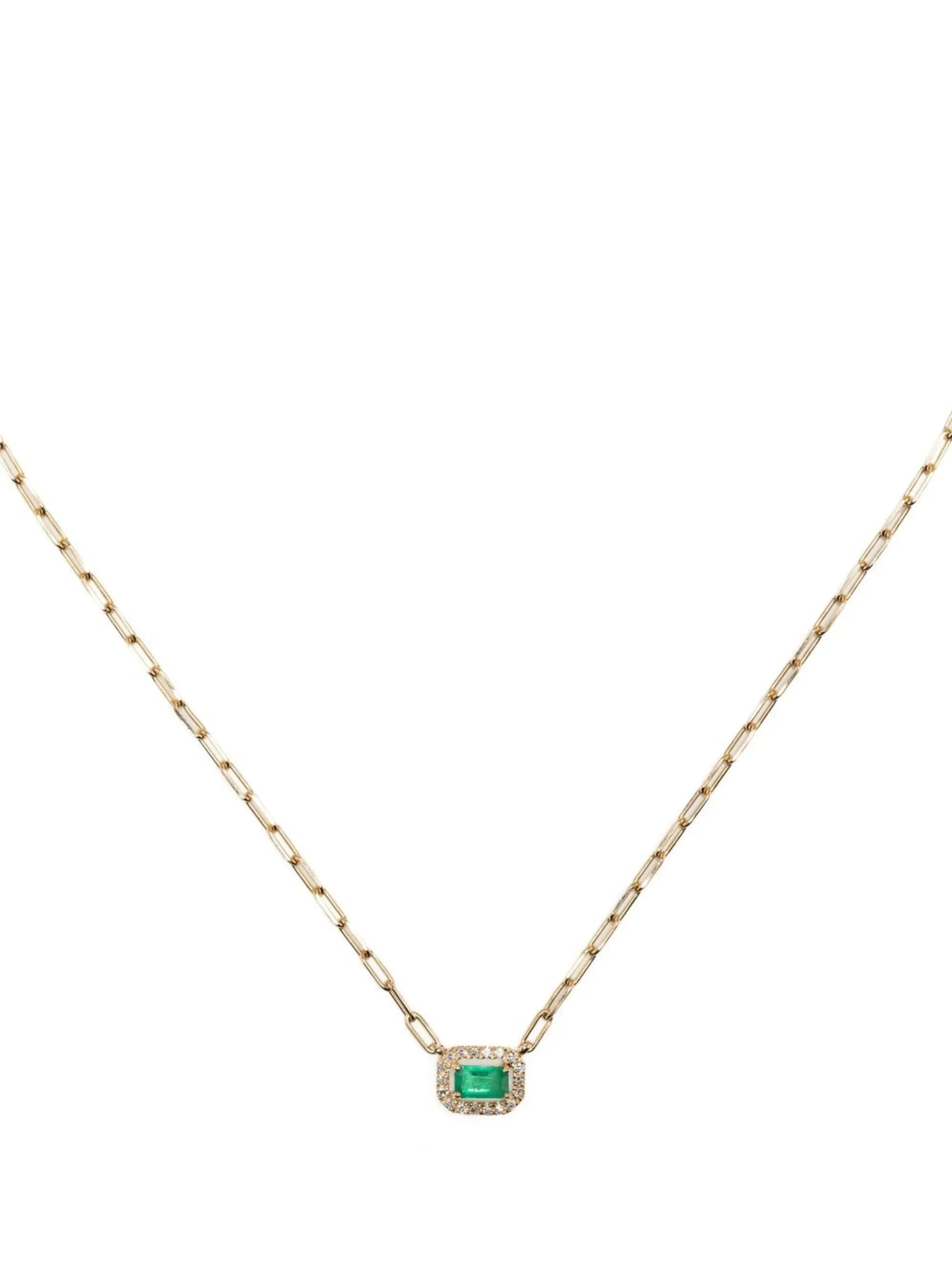 18kt yellow gold Mini Me diamond and emerald necklace