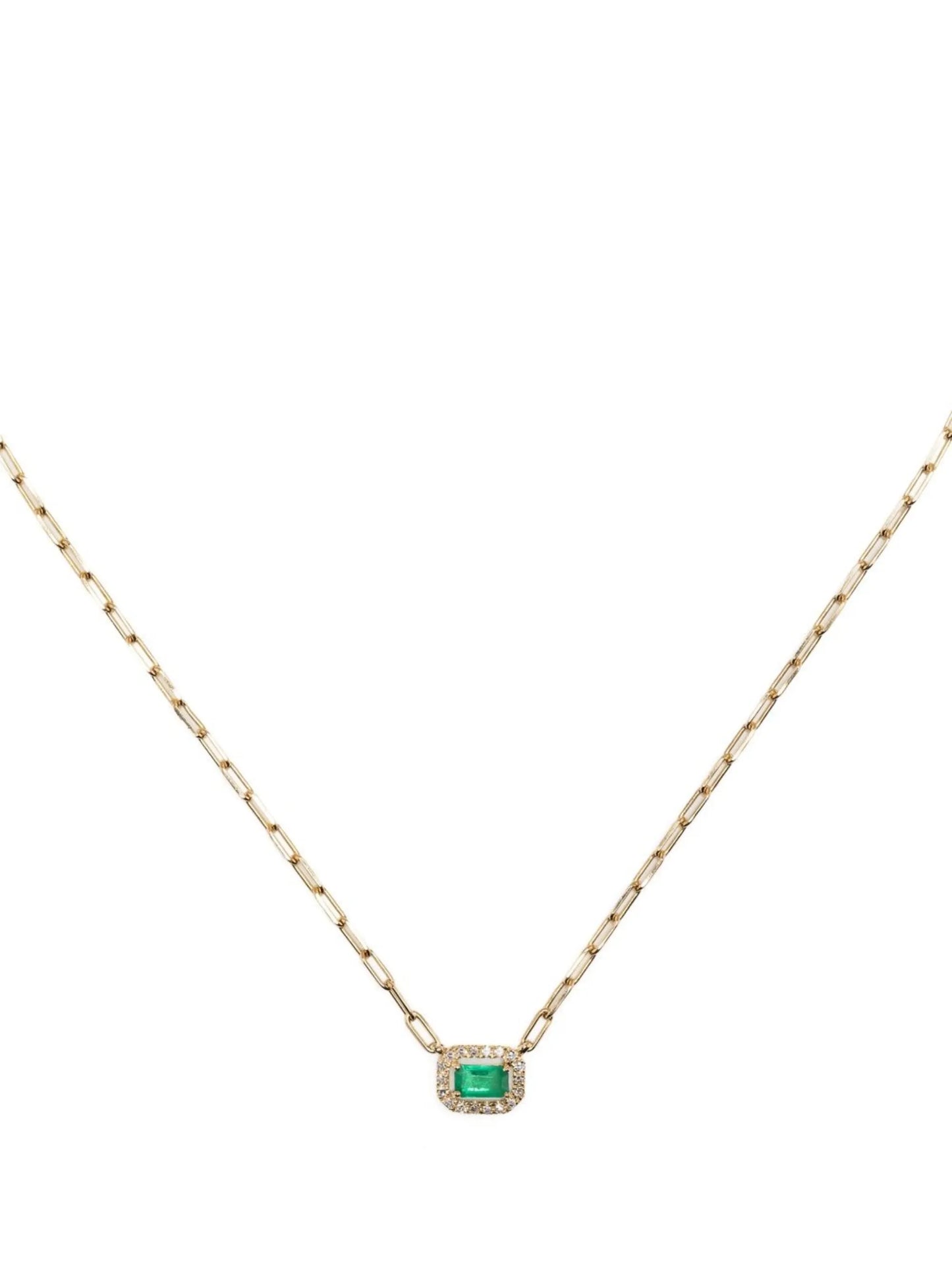 18kt yellow gold Mini Me diamond and emerald necklace