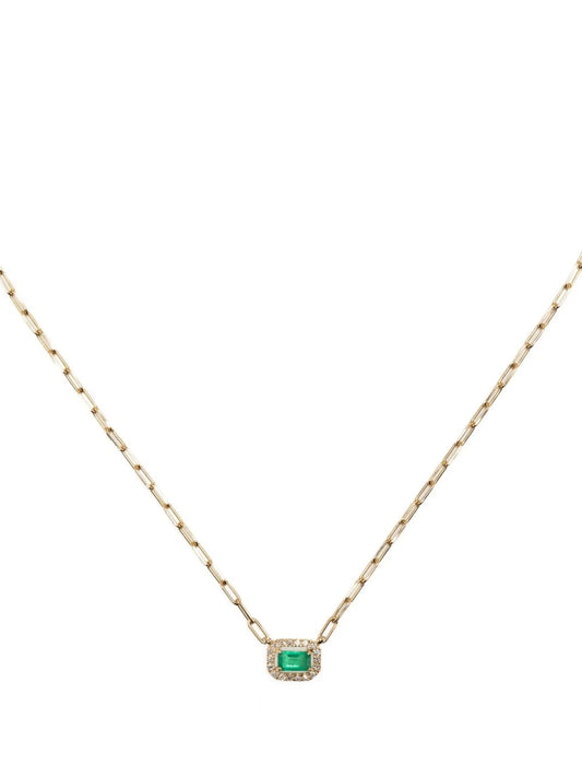 18kt yellow gold Mini Me diamond and emerald necklace