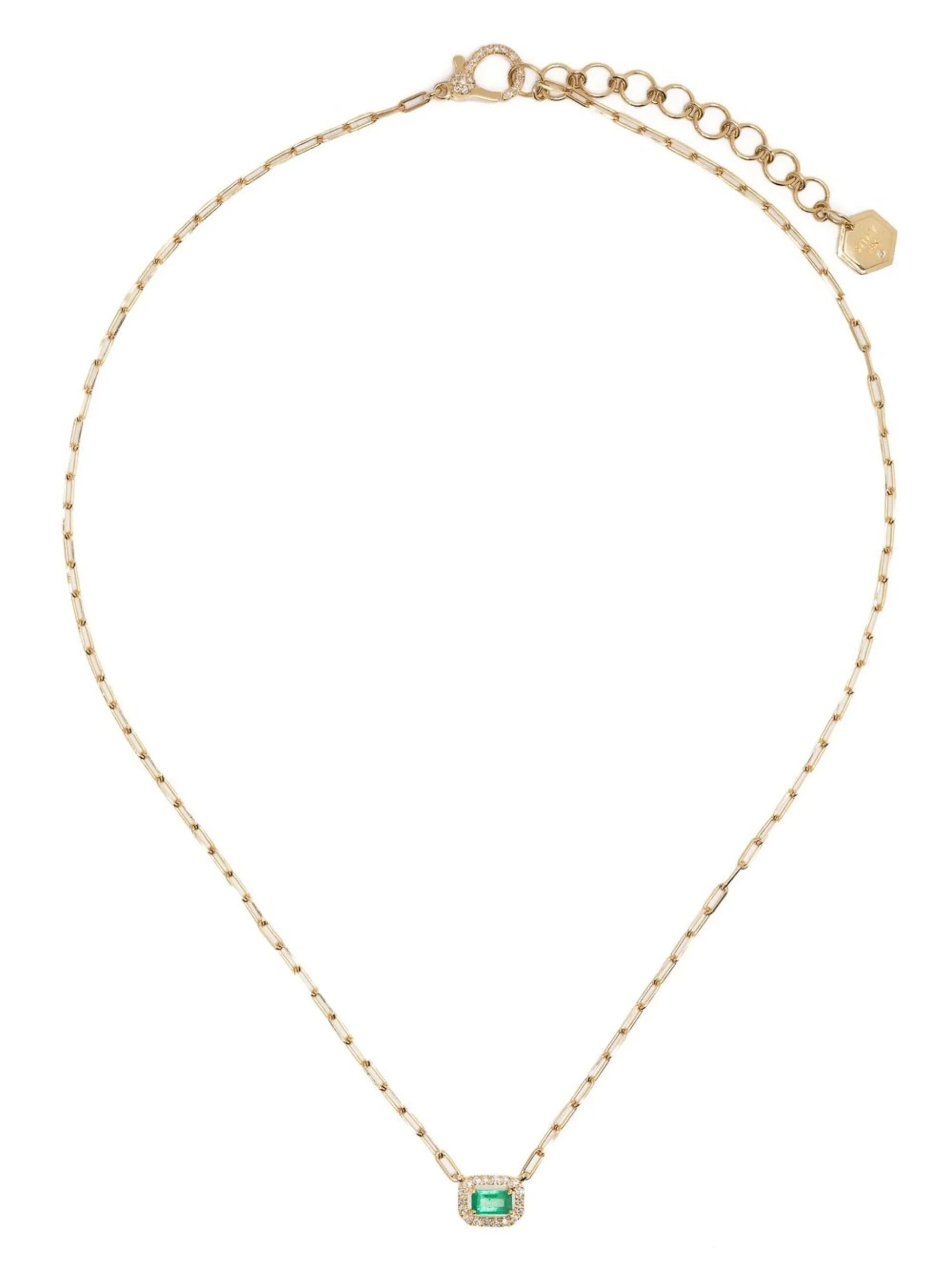 18kt yellow gold Mini Me diamond and emerald necklace
