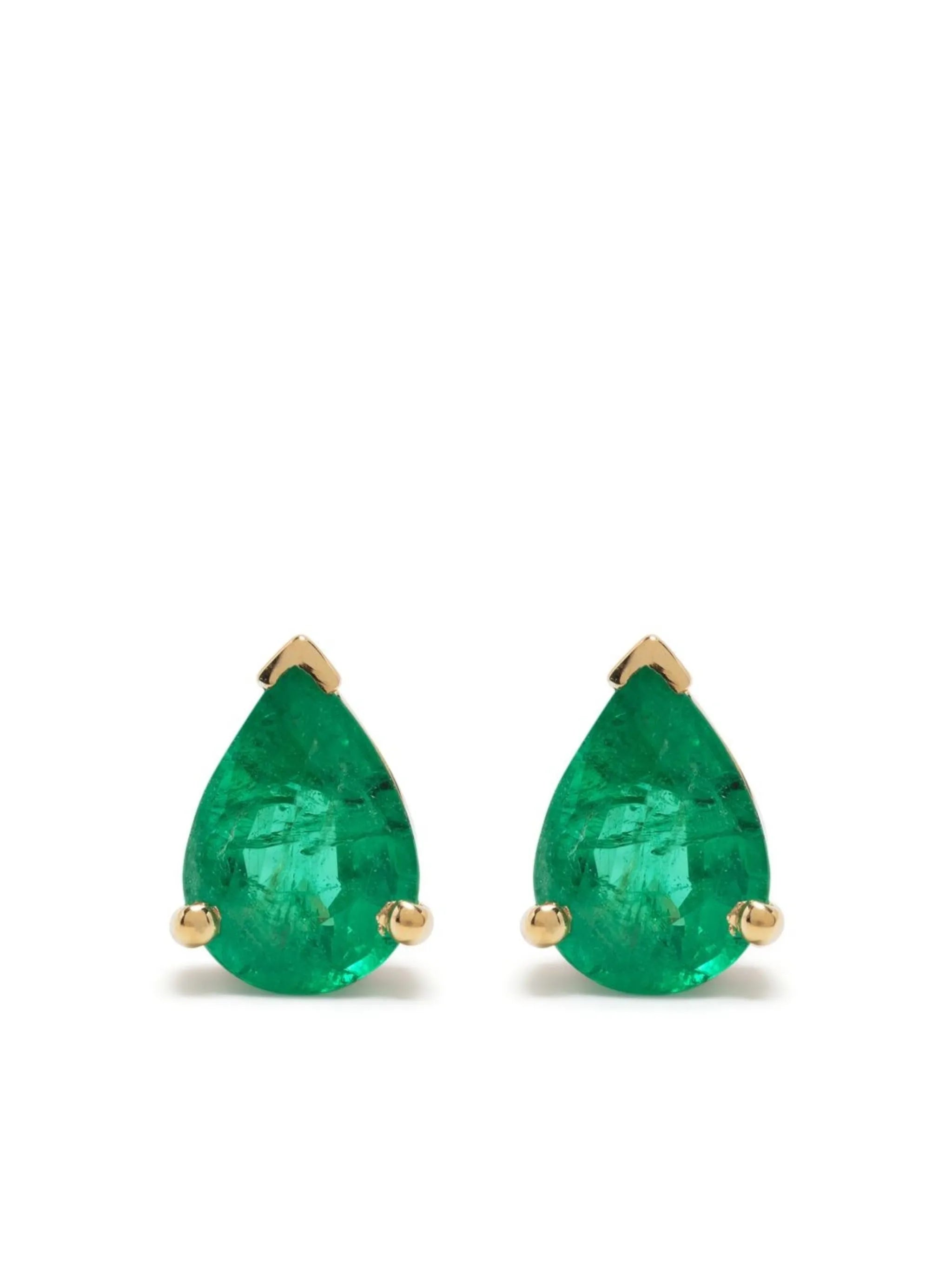 18kt yellow gold emerald teardrop earrings