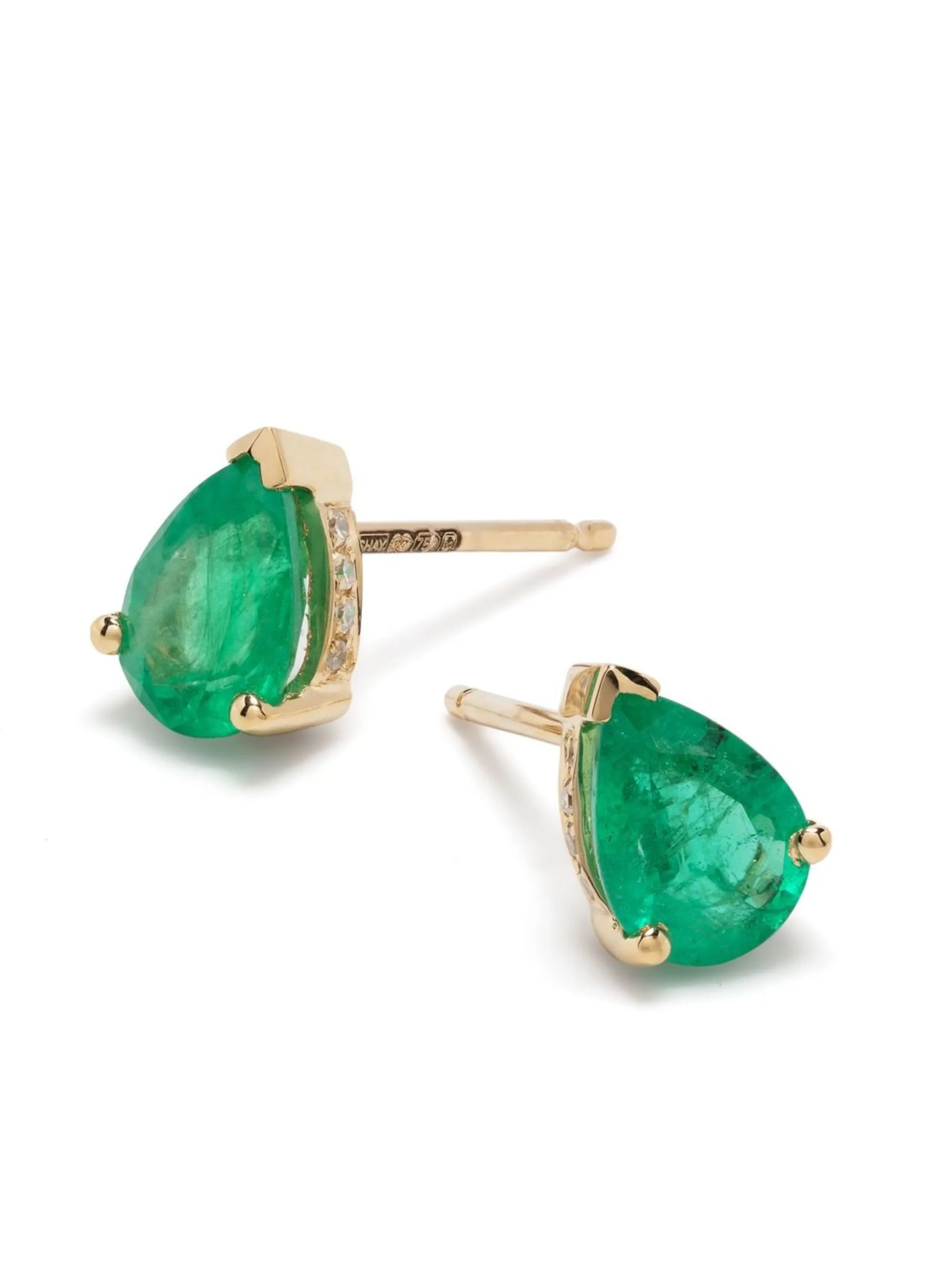 18kt yellow gold emerald teardrop earrings
