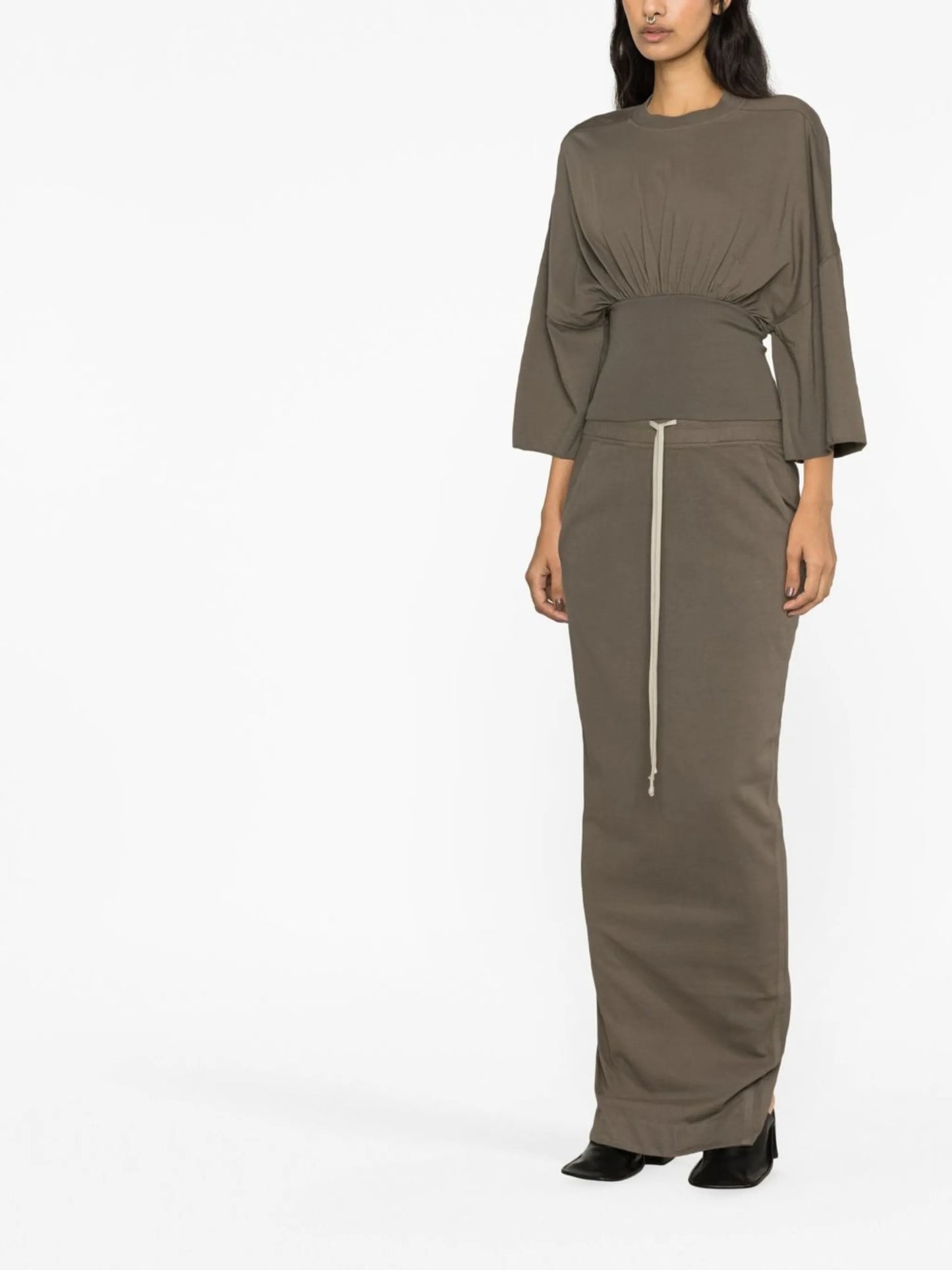 round-neck draped blouse