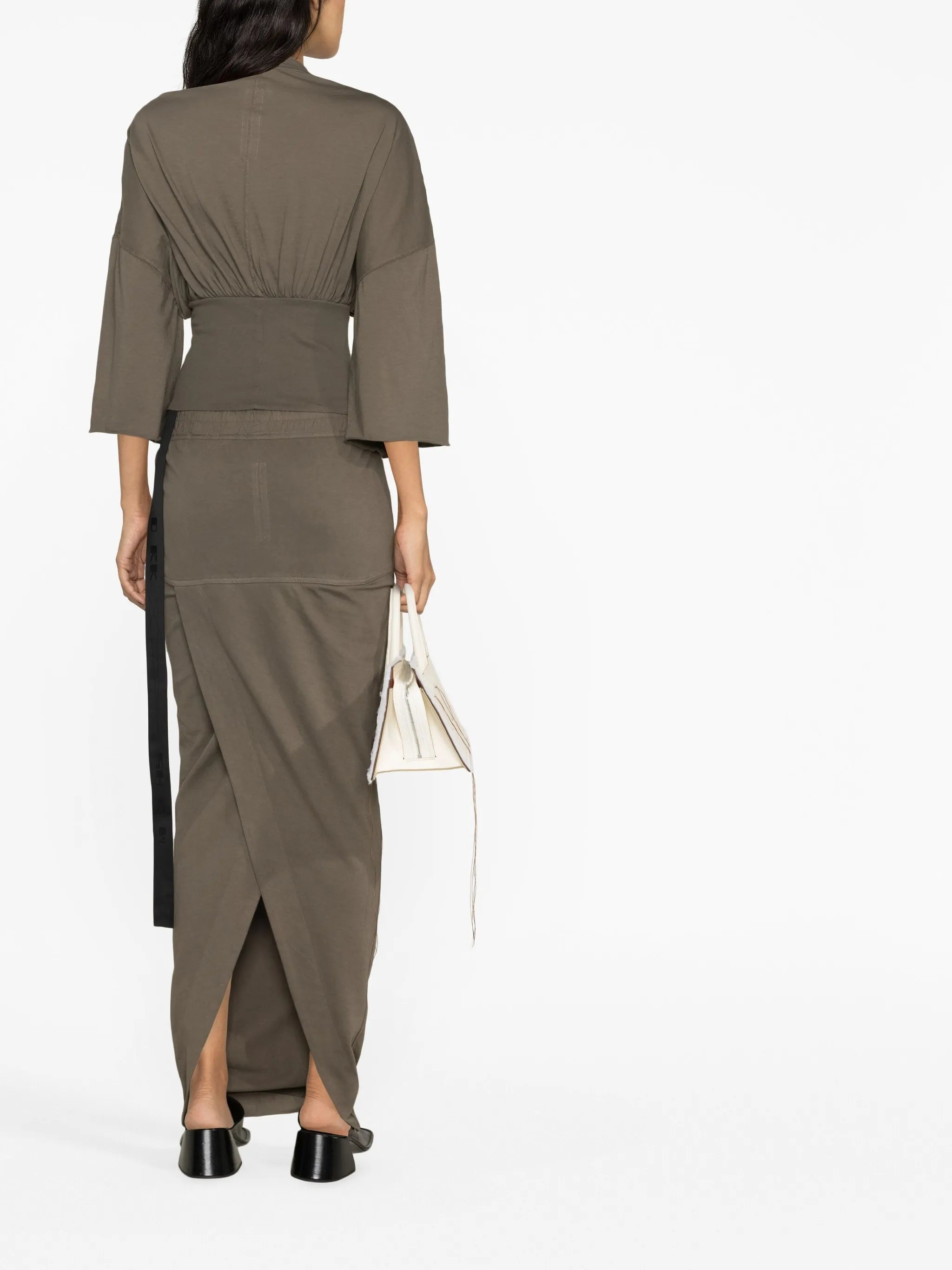 round-neck draped blouse