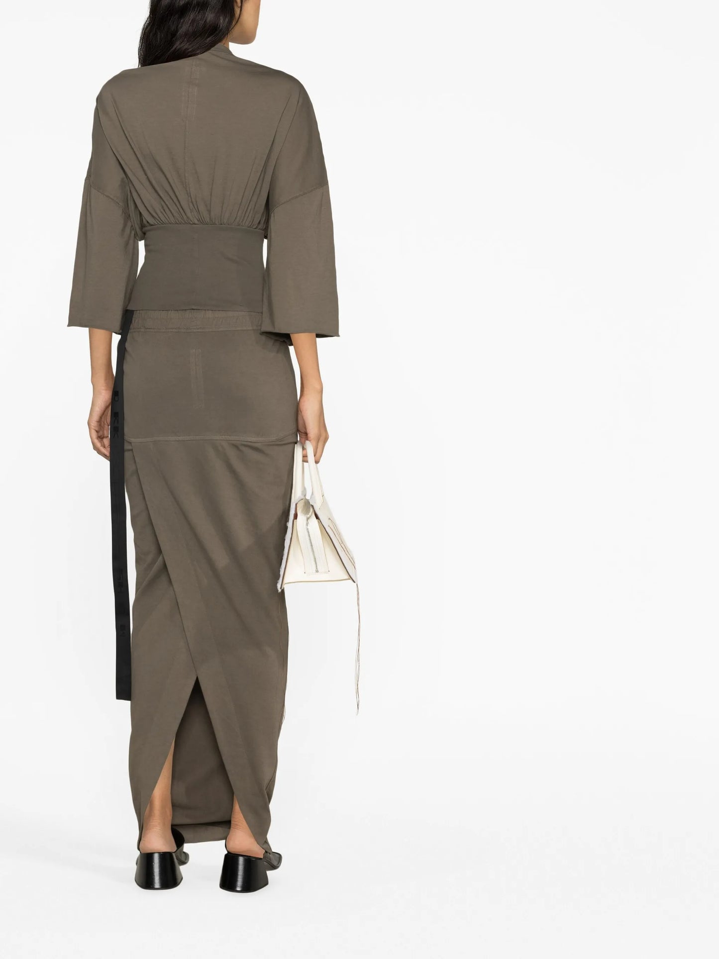 round-neck draped blouse