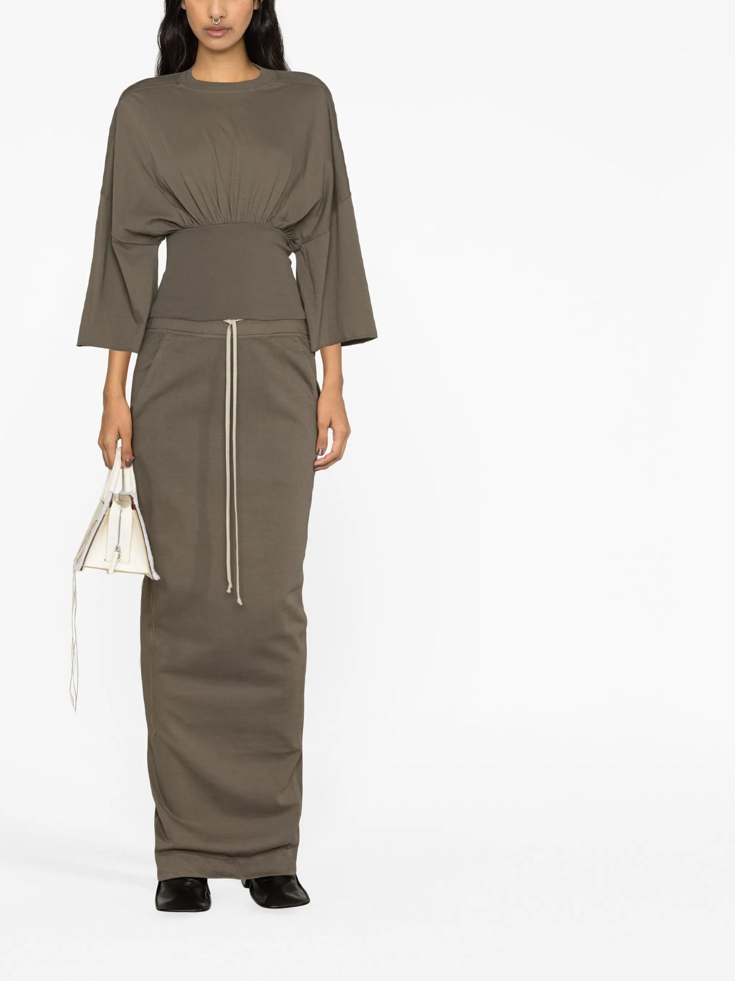 round-neck draped blouse