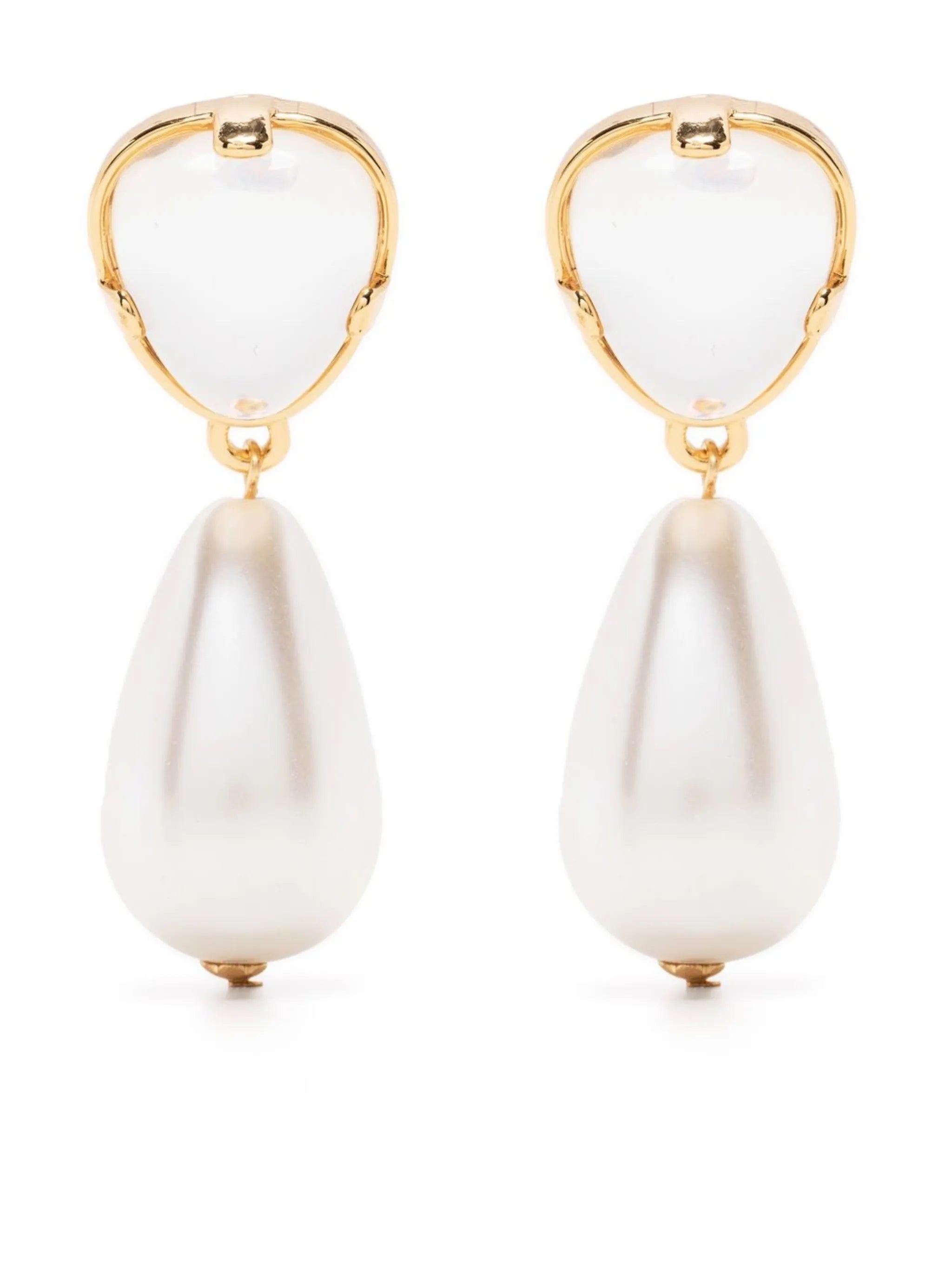 gold-plated faux pearl earrings