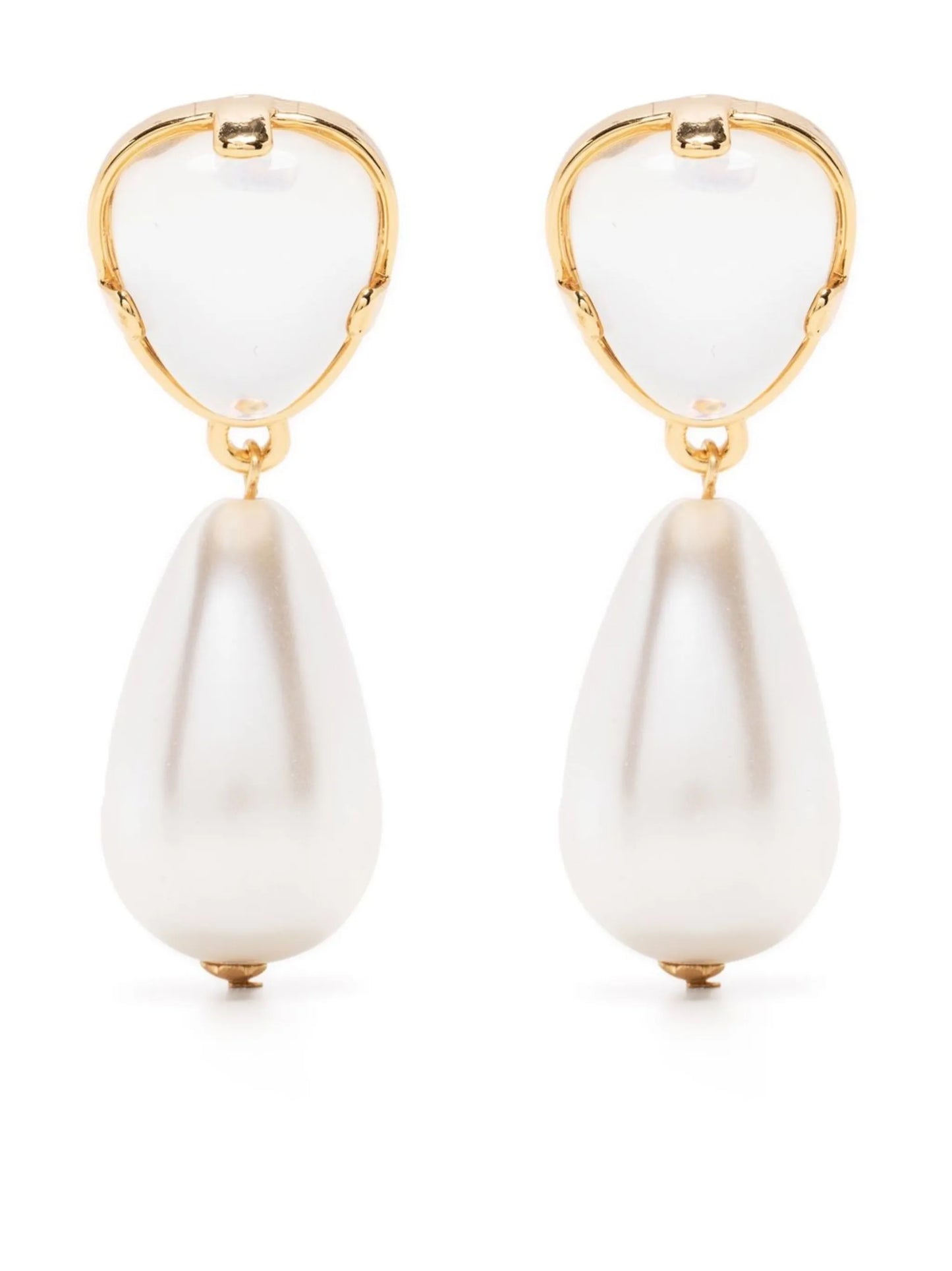 gold-plated faux pearl earrings