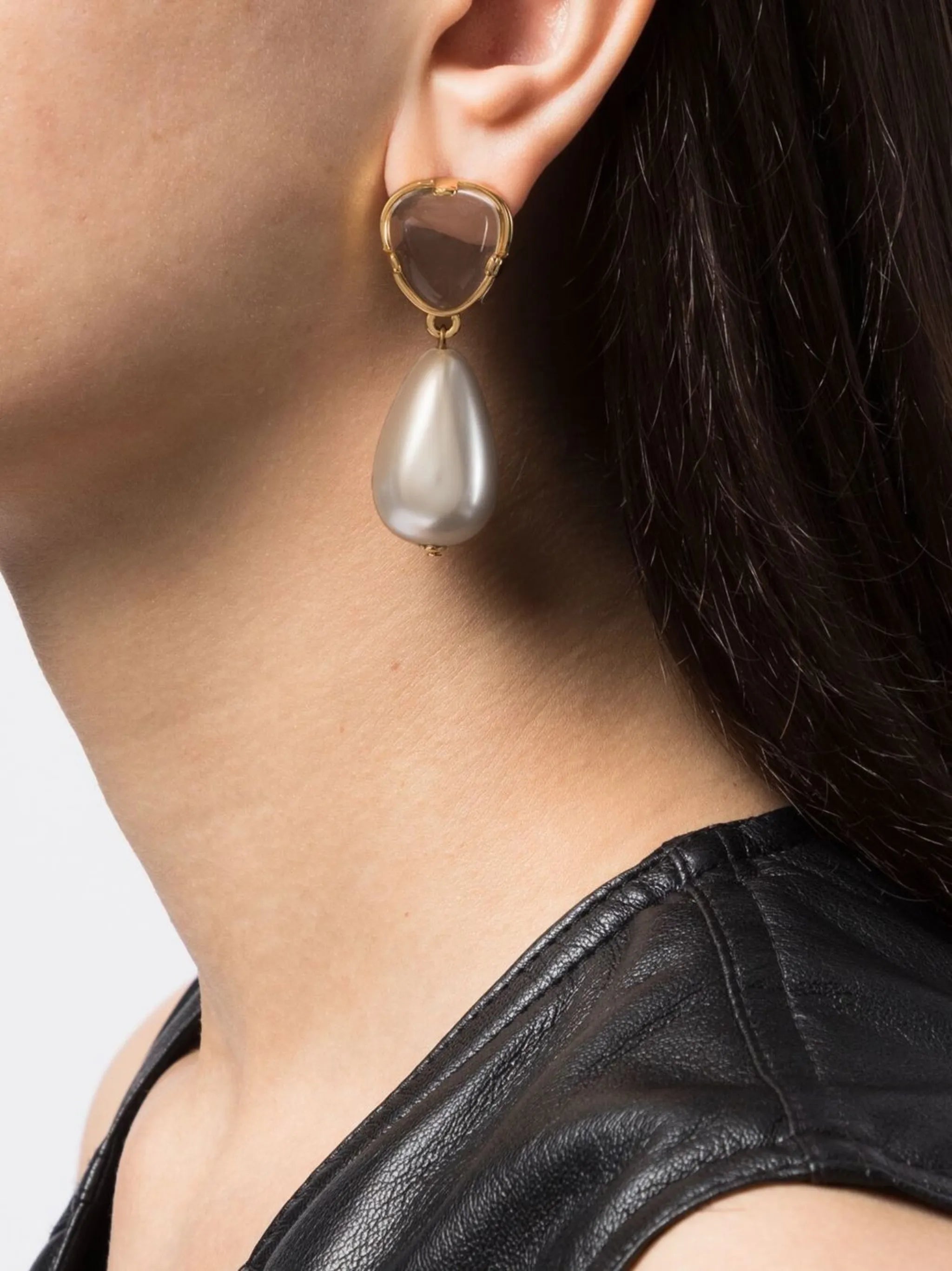 gold-plated faux pearl earrings
