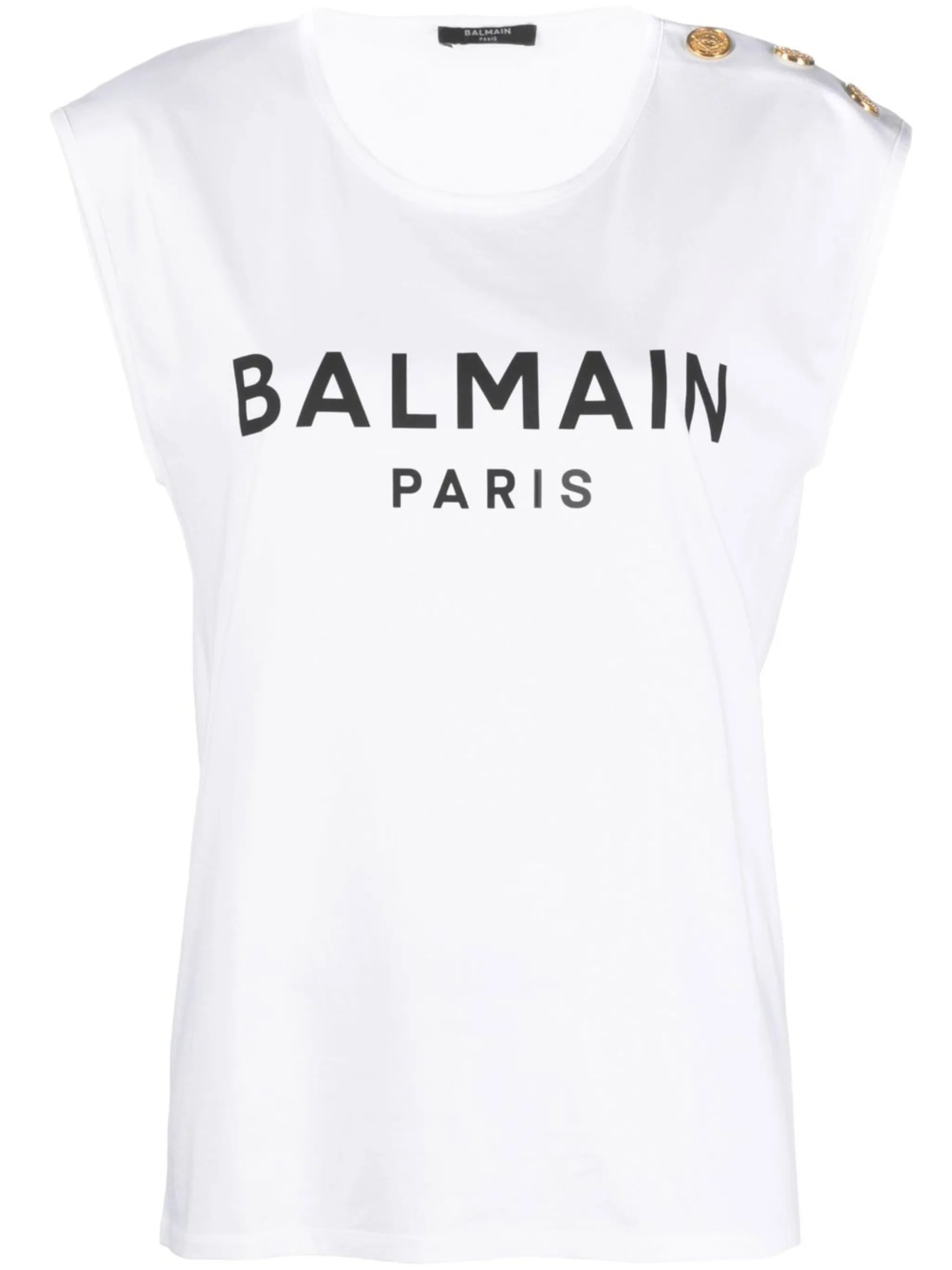 button-detail logo-print tank top