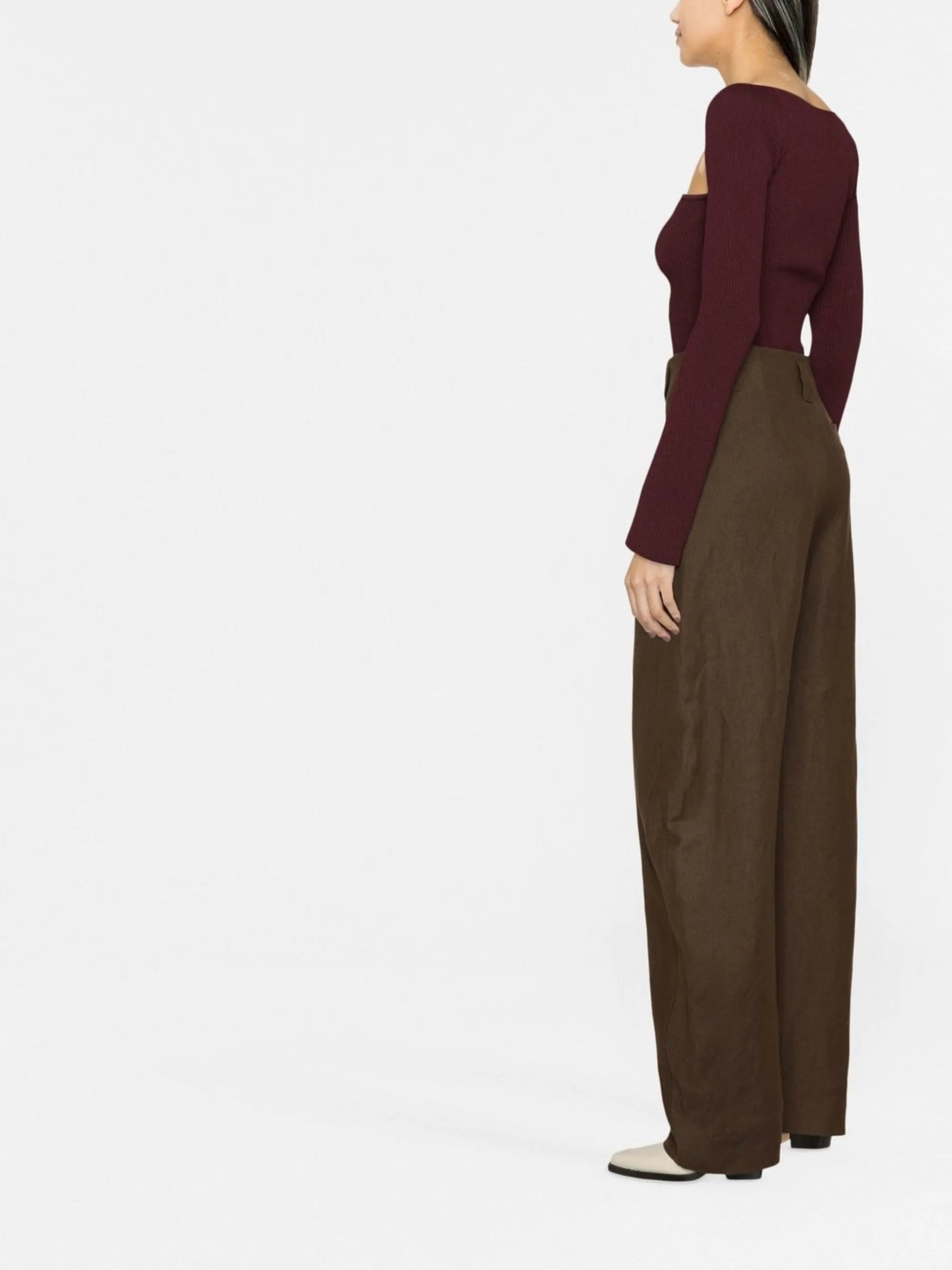 high-waisted wide-leg trousers