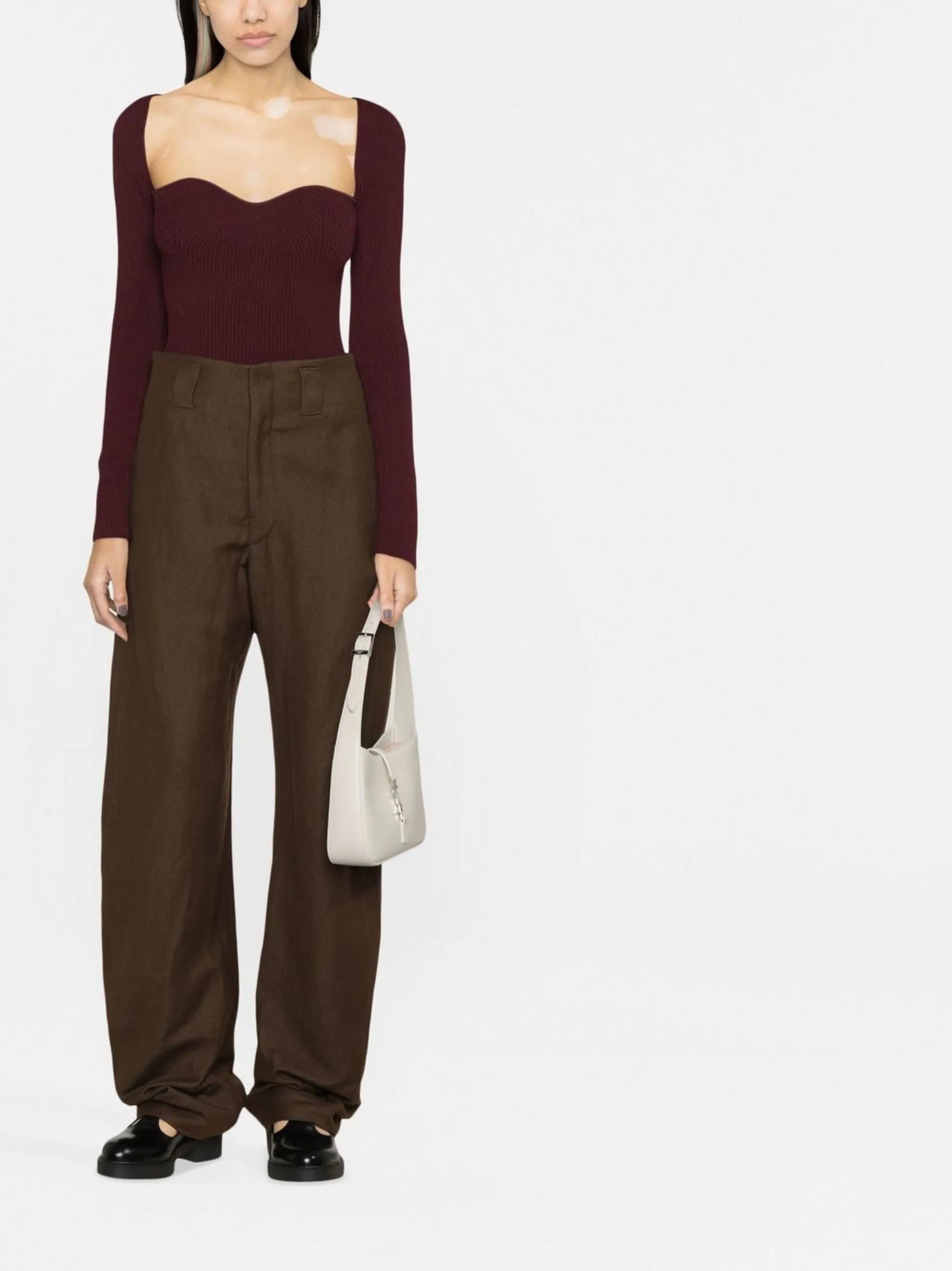 high-waisted wide-leg trousers