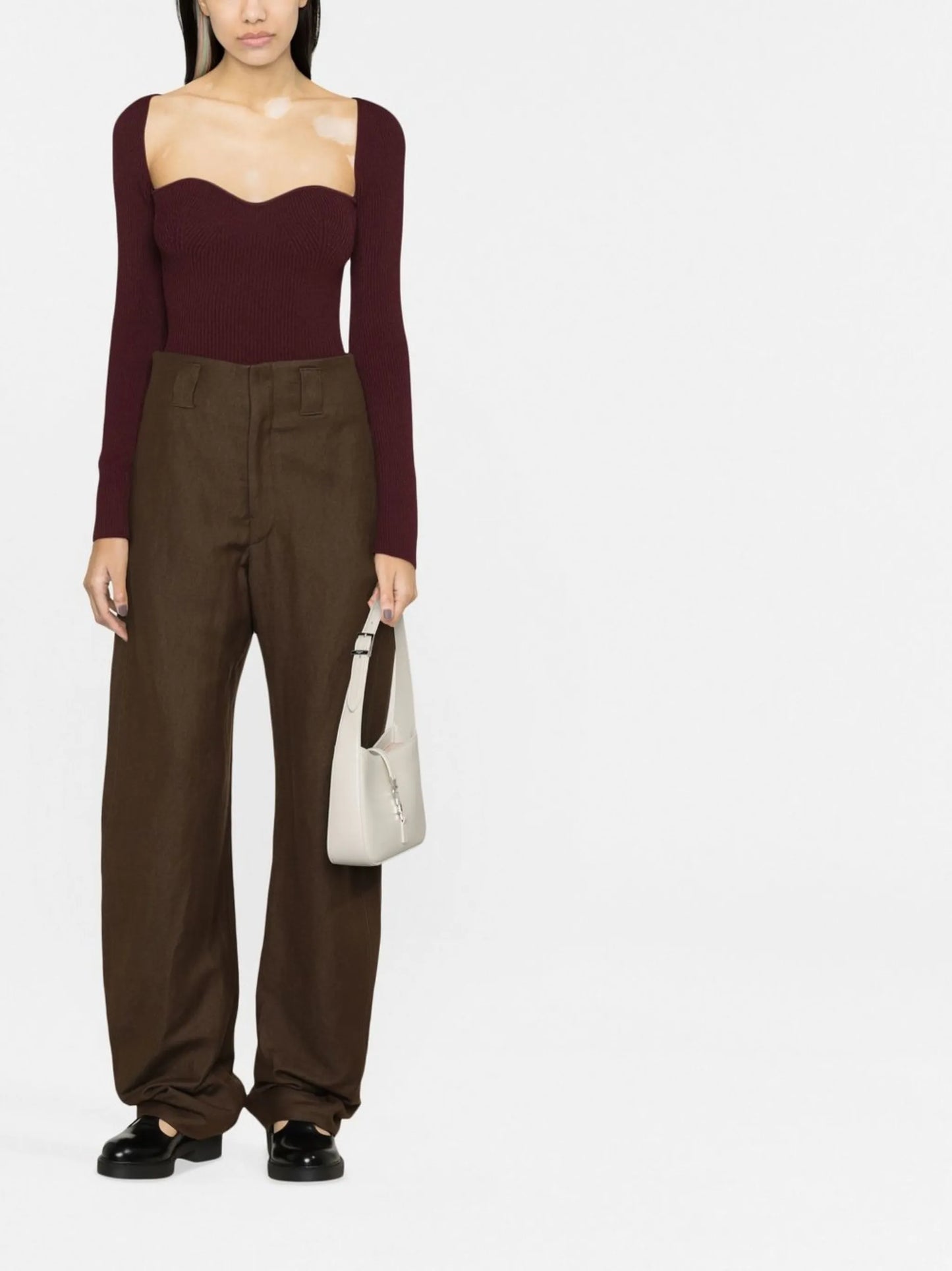 high-waisted wide-leg trousers