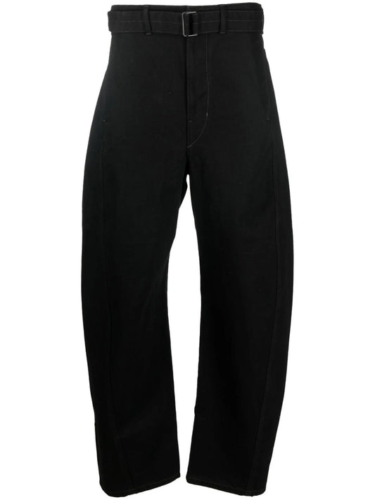 belted wide-leg trousers