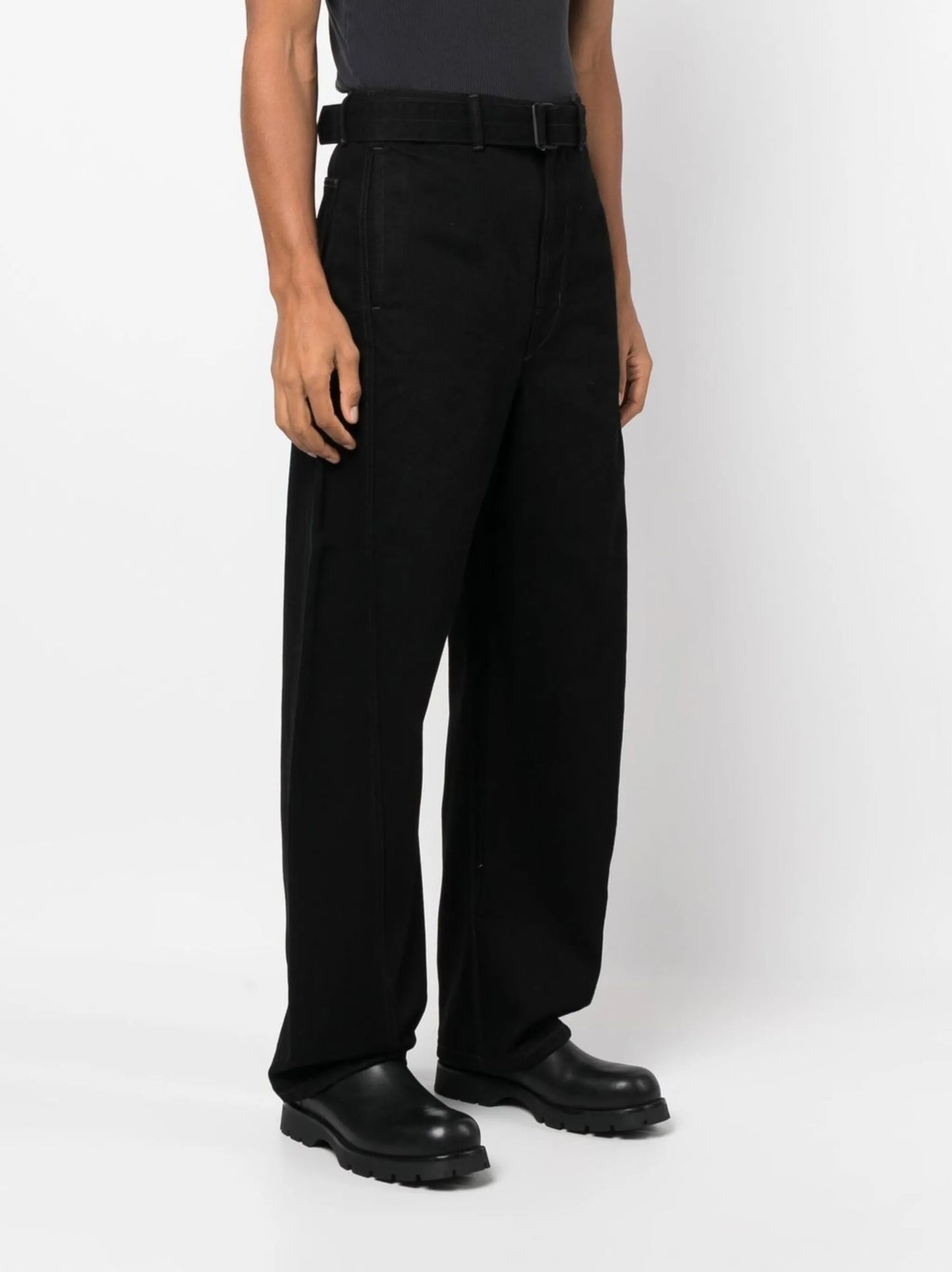 belted wide-leg trousers