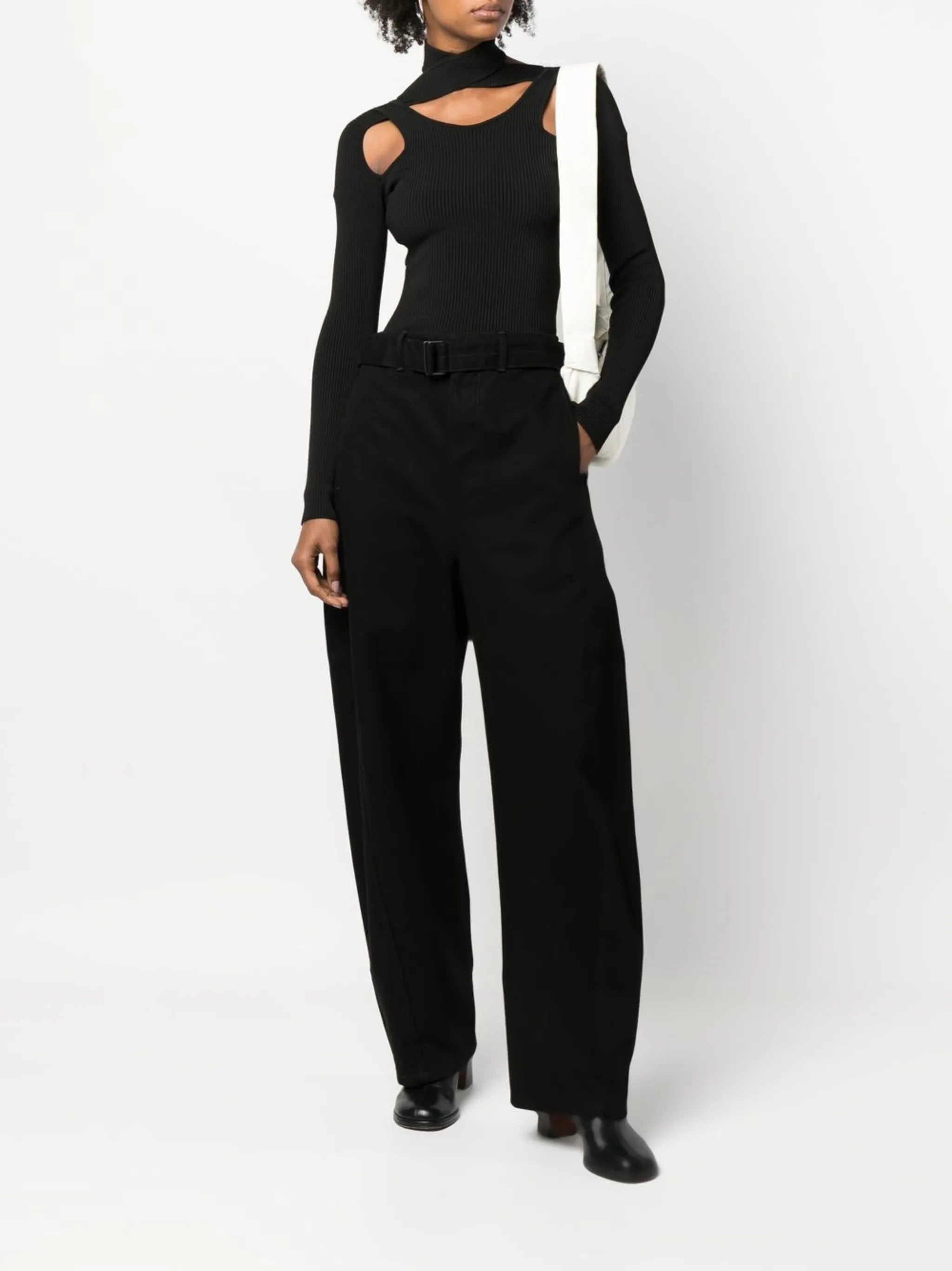 belted wide-leg trousers