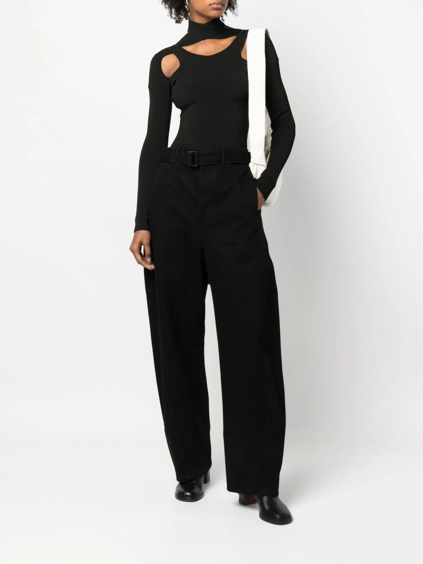 belted wide-leg trousers
