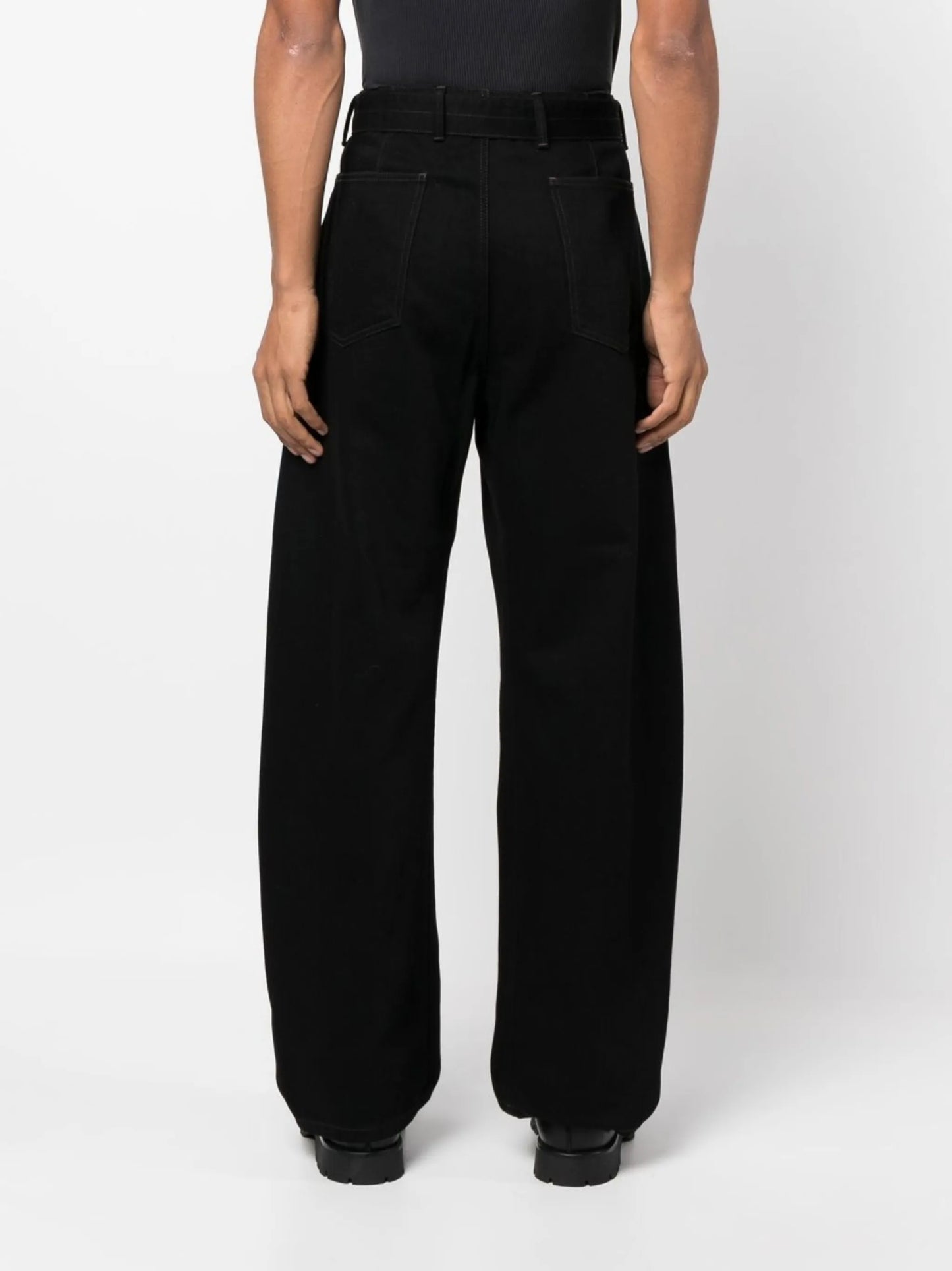 belted wide-leg trousers