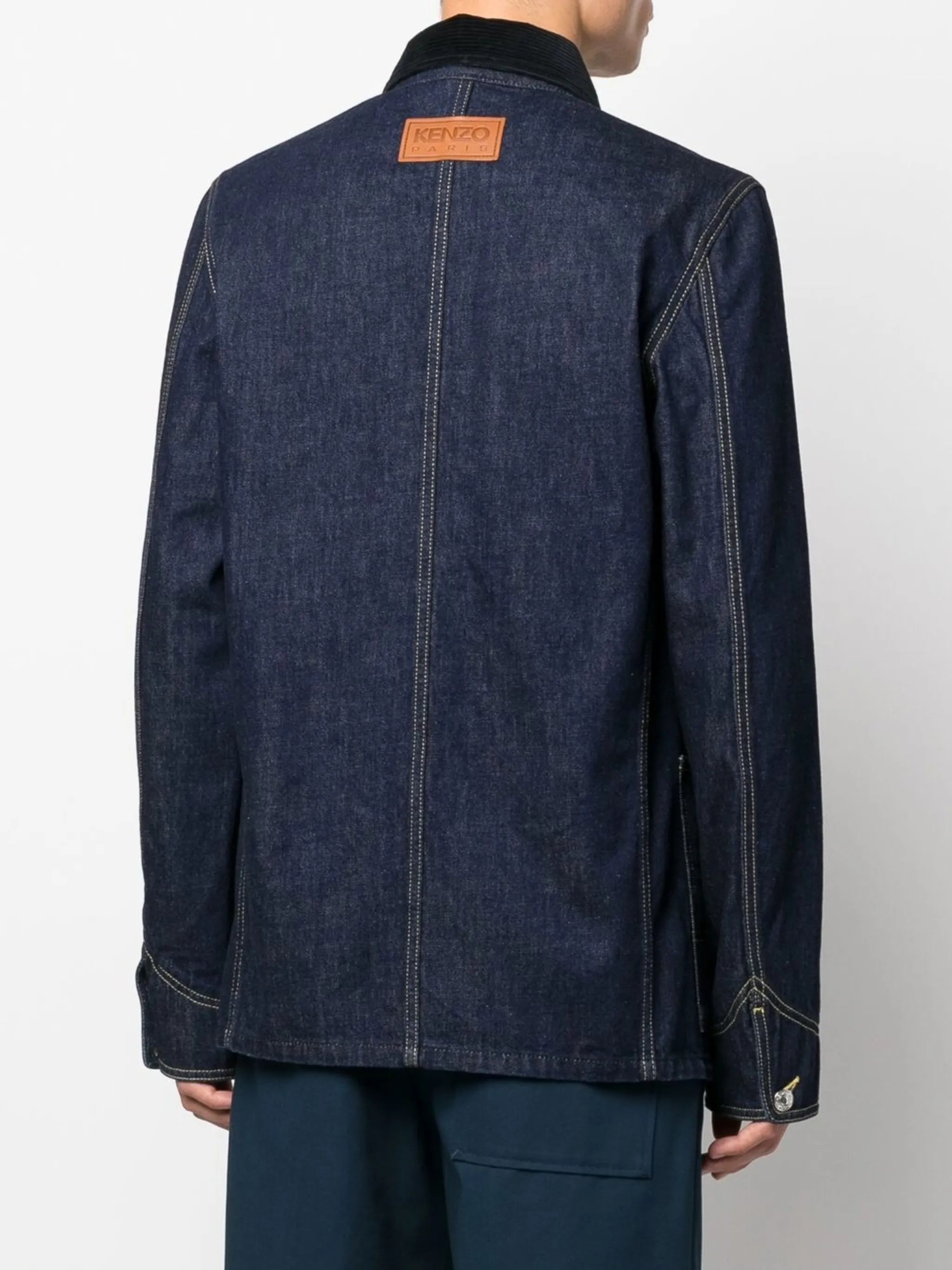 embroidered-flower detail denim jacket