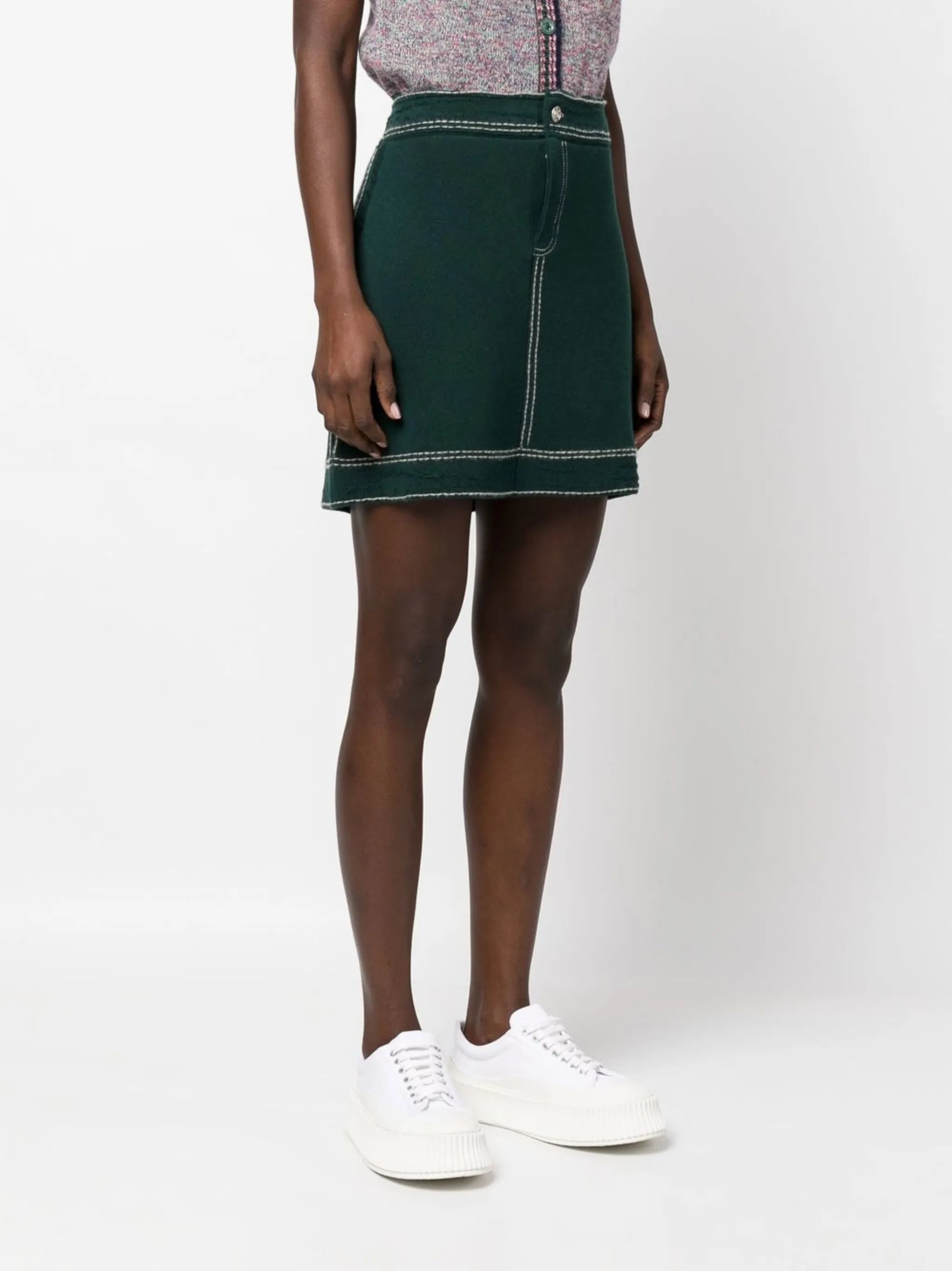 contrast-stitch mini skirt
