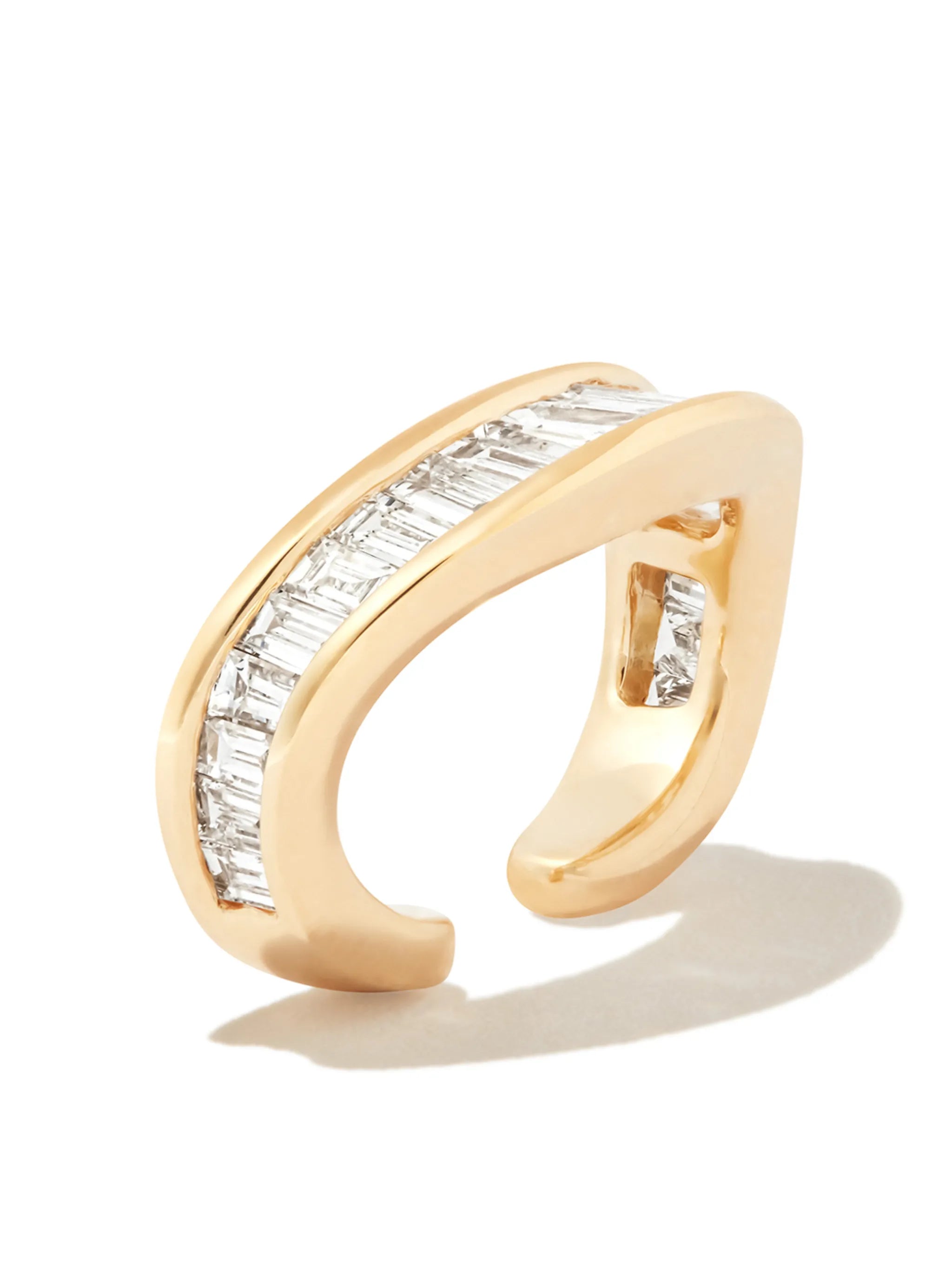 18K yellow gold diamond single ear cuff