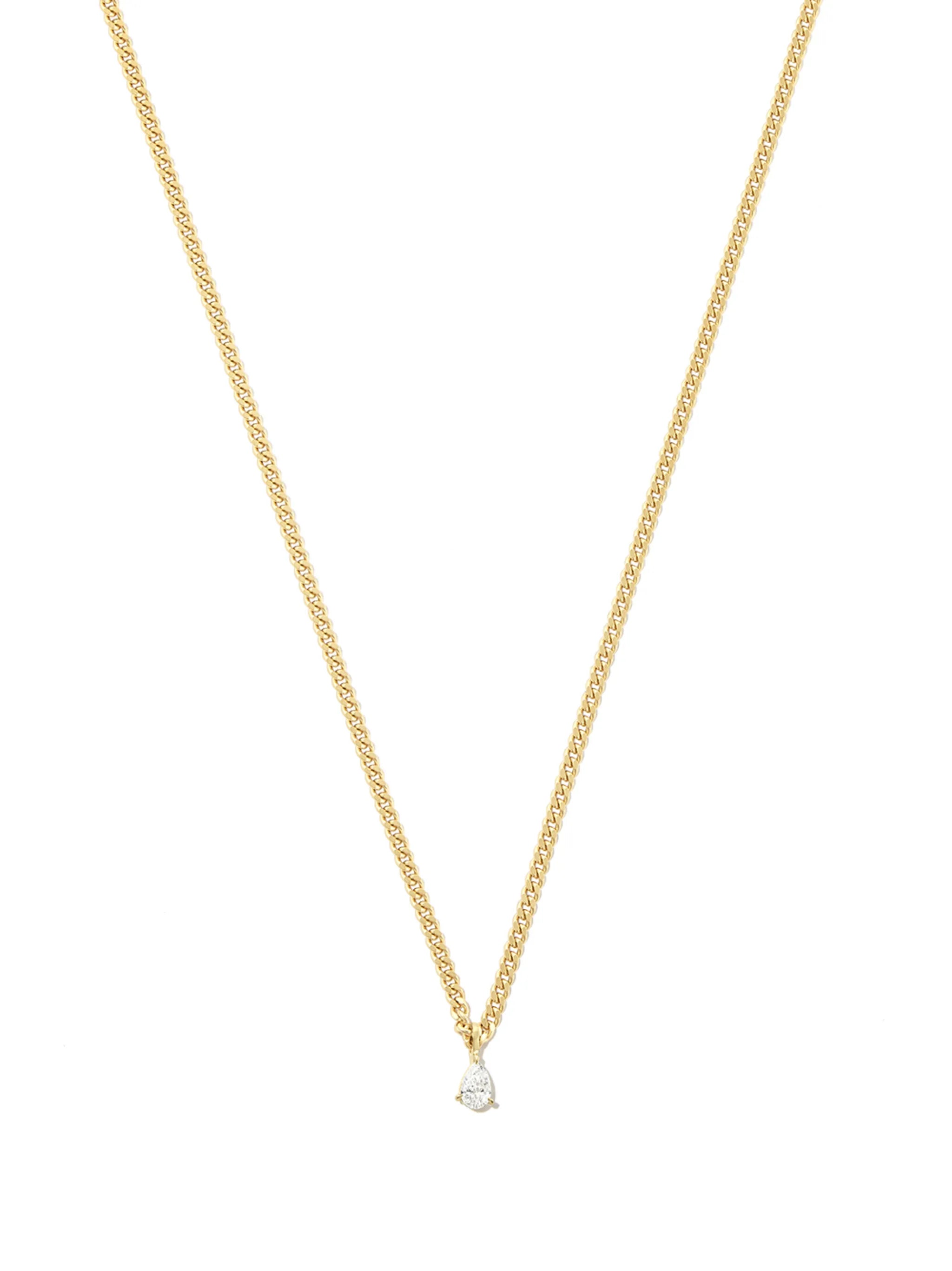 18kt yellow gold small diamond chain-link necklace