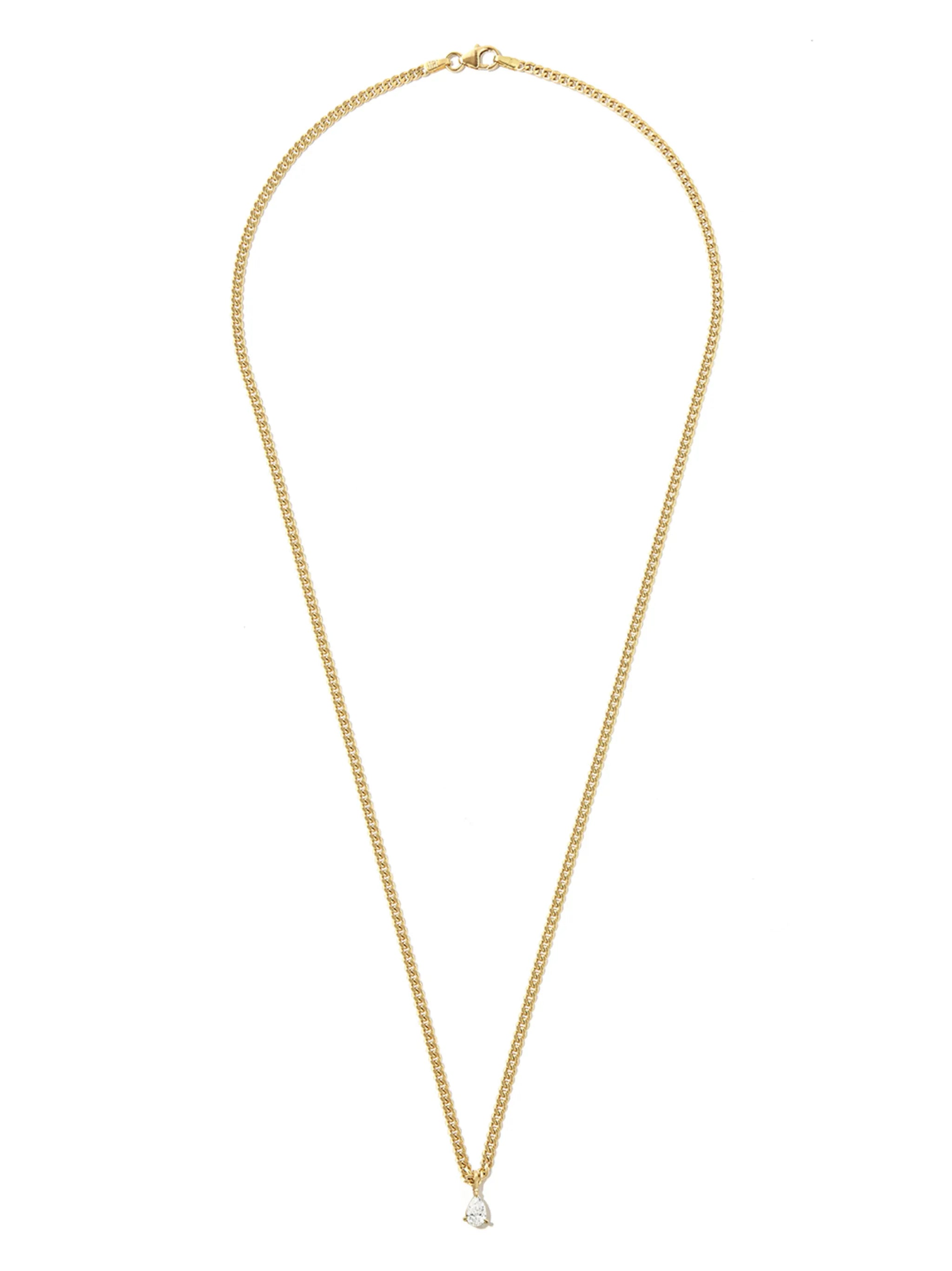 18kt yellow gold small diamond chain-link necklace
