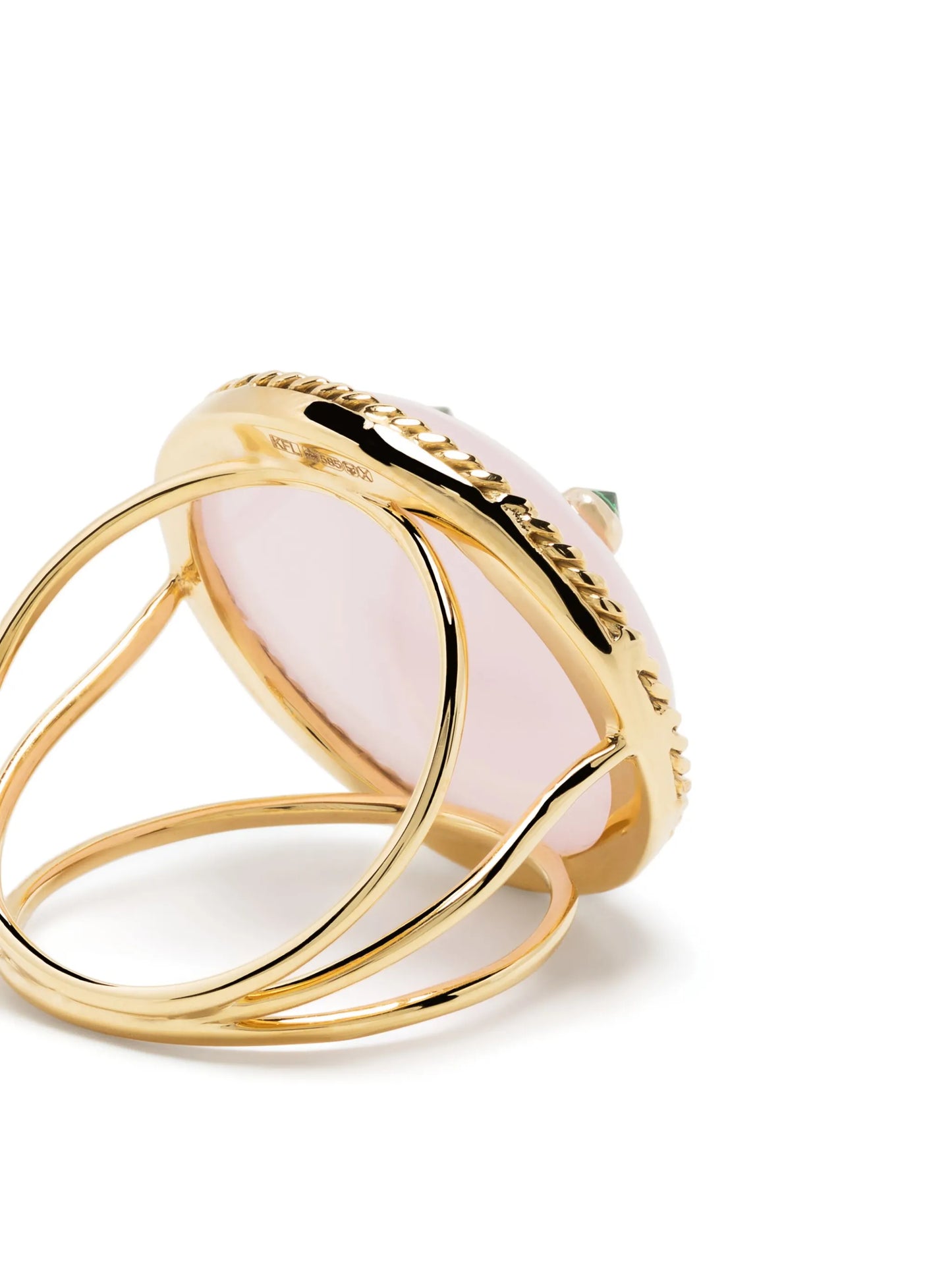 18kt yellow gold Happy rose quartz ring