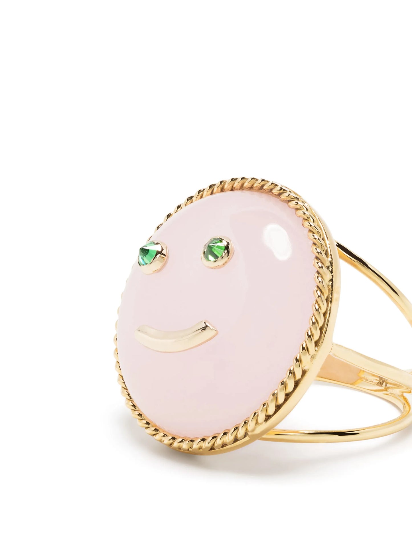 18kt yellow gold Happy rose quartz ring