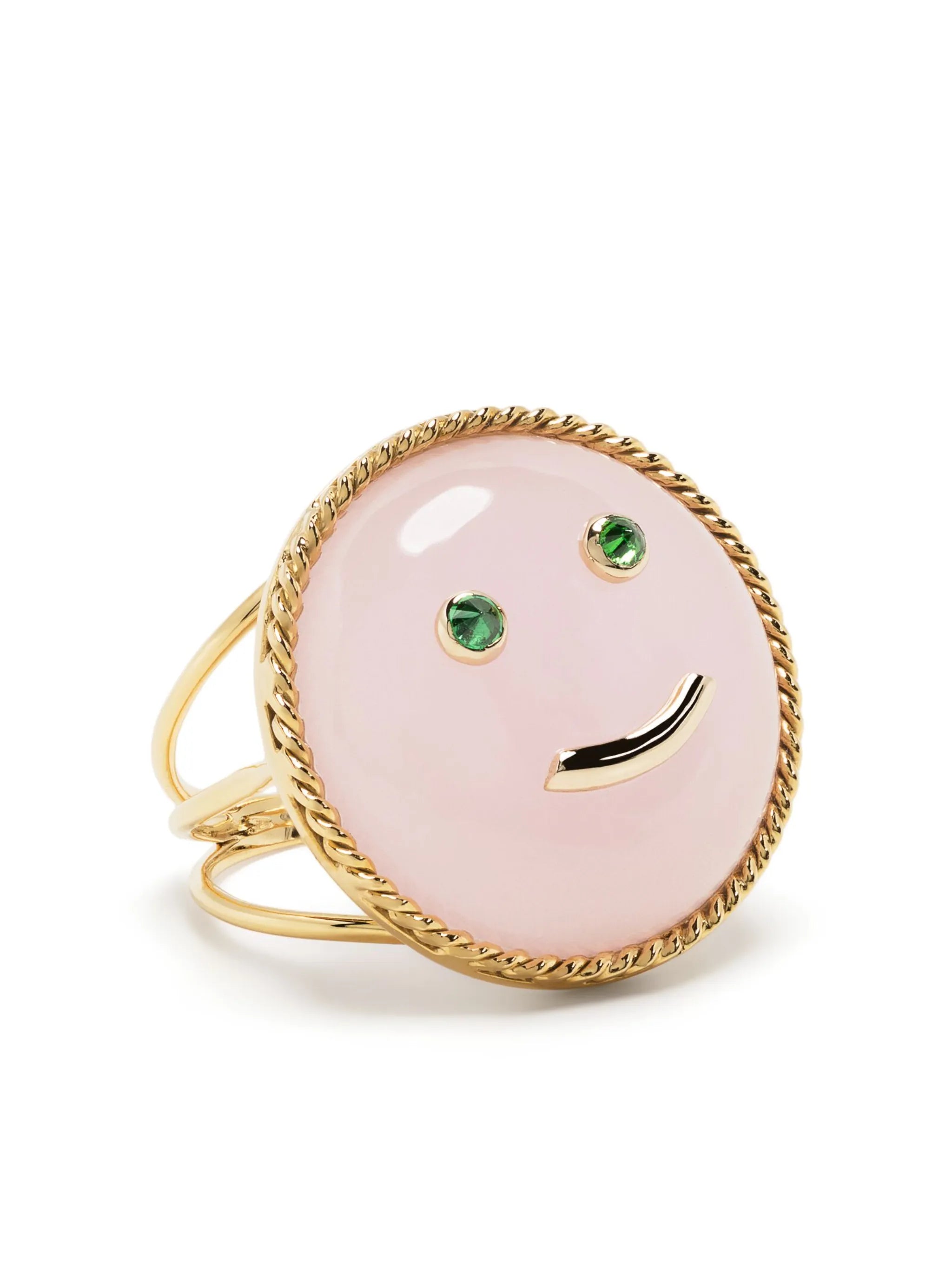 18kt yellow gold Happy rose quartz ring