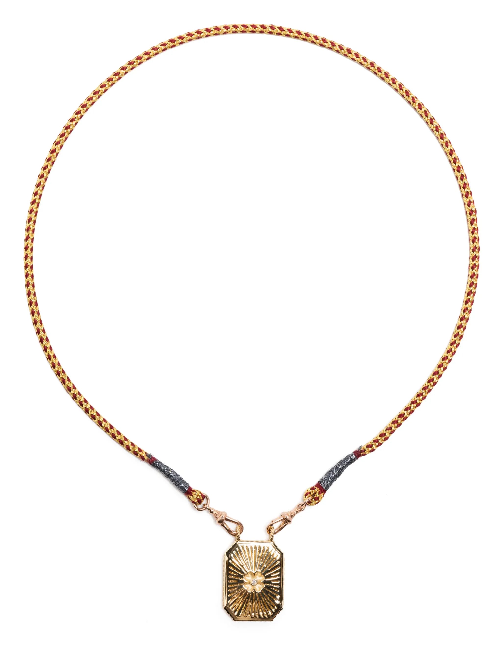 18kt yellow gold diamond mini scapular necklace